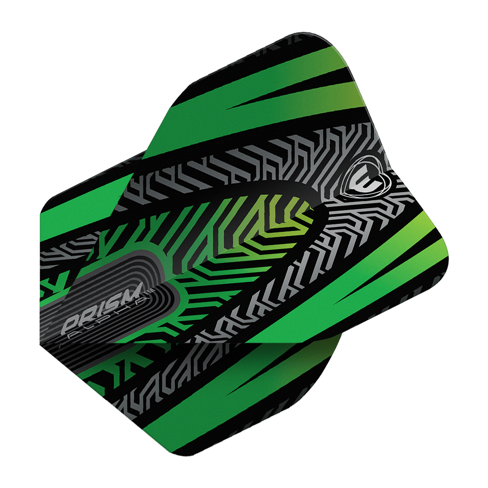 Winmau Prism Alpha Schwarz Grün No2 Standard Flights Dieses Bild zeigt ein Winmau Prism Alpha Schwarz Grün No2 Standard Dartflight. Das Flight hat ein modernes Muster in Schwarz, Grün und Grau.