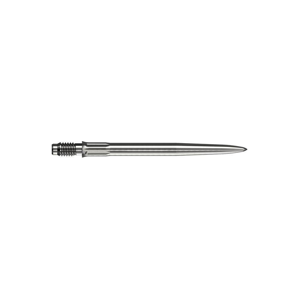 Mehrere silberne Dartspitzen sind dargestellt. Es handelt sich um Mission R25 Rapid Point SM1 Dartspitzen mit 30mm Länge.