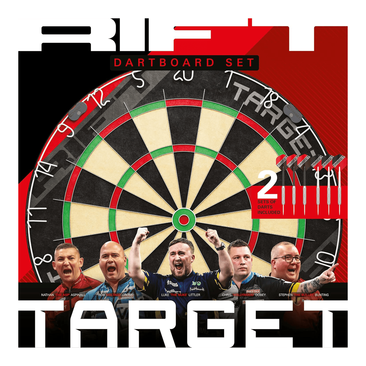 Target Rift Steeldartboard Set Dieses Bild zeigt das Target Rift Steeldartboard Set. Das Dartboard Set ist robust und langlebig.