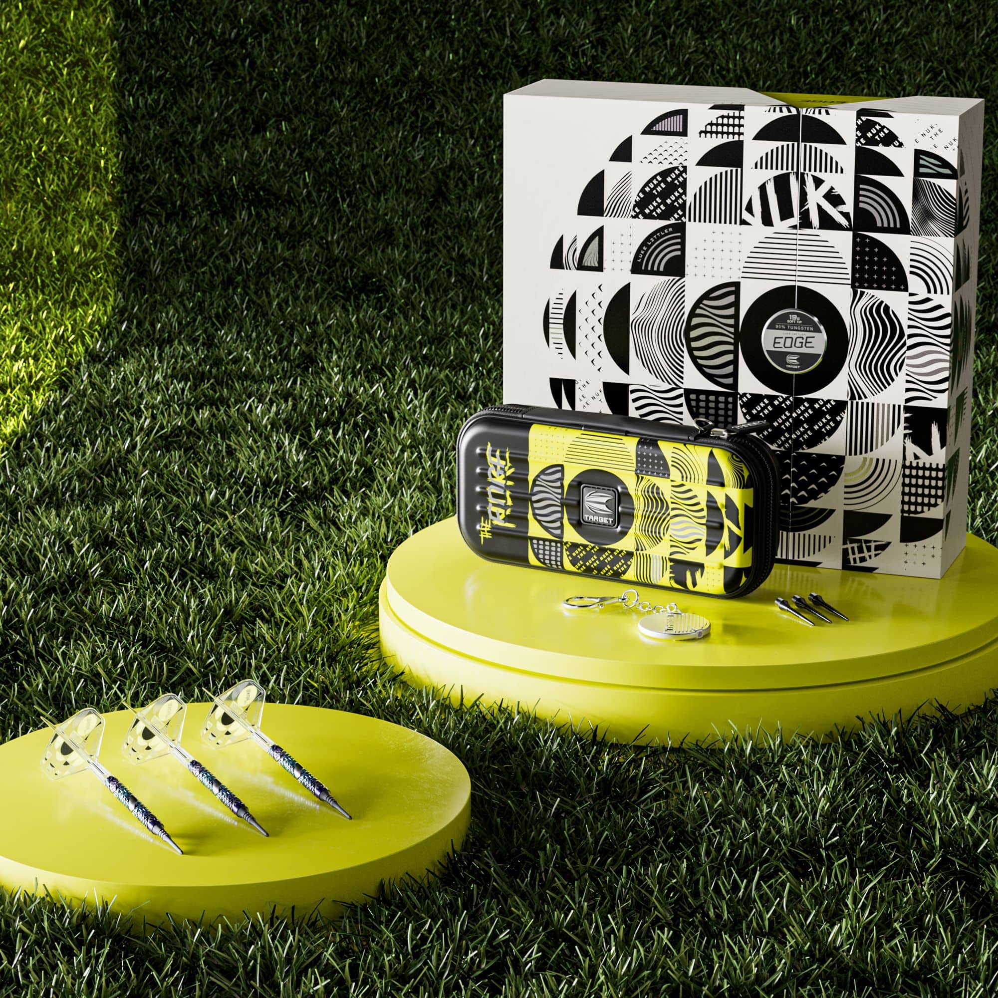 Target Luke Littler Edge Softdarts - 19g Das Foto zeigt die Target Luke Littler Edge Softdarts - 19g. Im Mittelpunkt steht der präzise verarbeitete Dartpfeil.