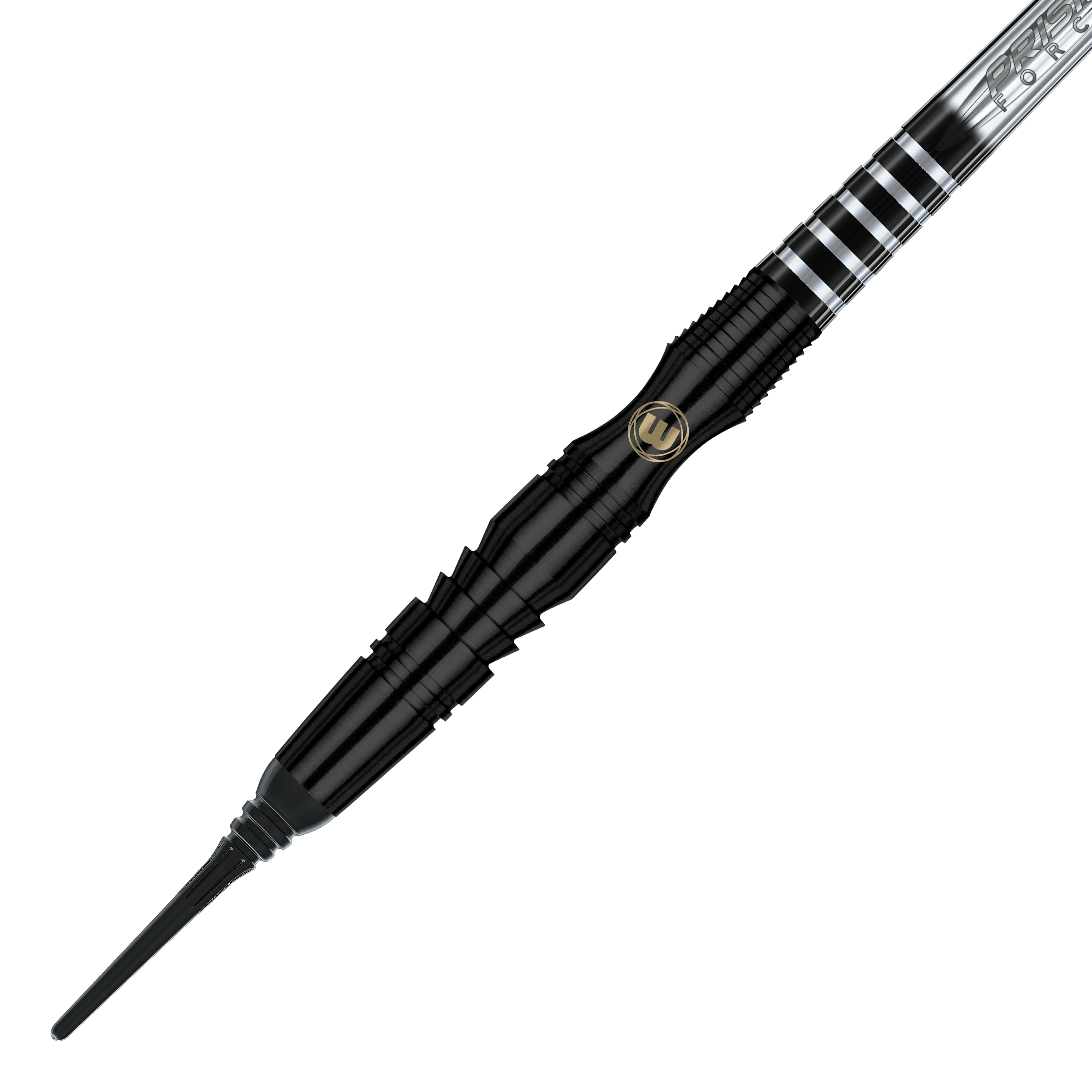 Winmau Sniper Black Softdarts - 20g Dies ist ein Winmau Sniper Black Softdart mit einem Gewicht von 20g. Der Dart hat ein elegantes schwarzes Design mit silbernen Akzenten.