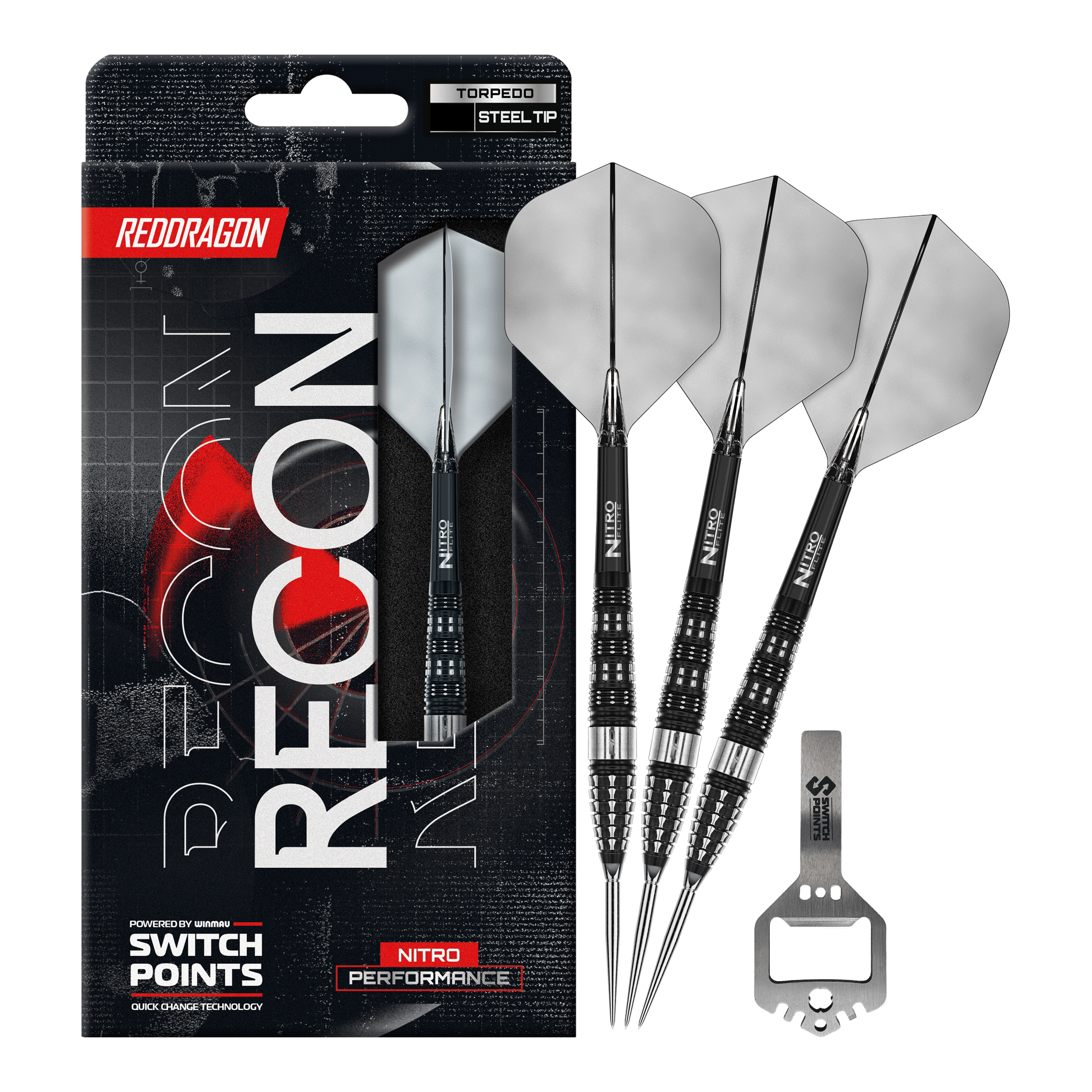 Red Dragon Recon Torpedo Steeldarts Abgebildet sind die Red Dragon Recon Torpedo Steeldarts mit 23g Gewicht. Diese Steeldarts zeichnen sich durch ihre spezielle Form und hohe Präzision aus.