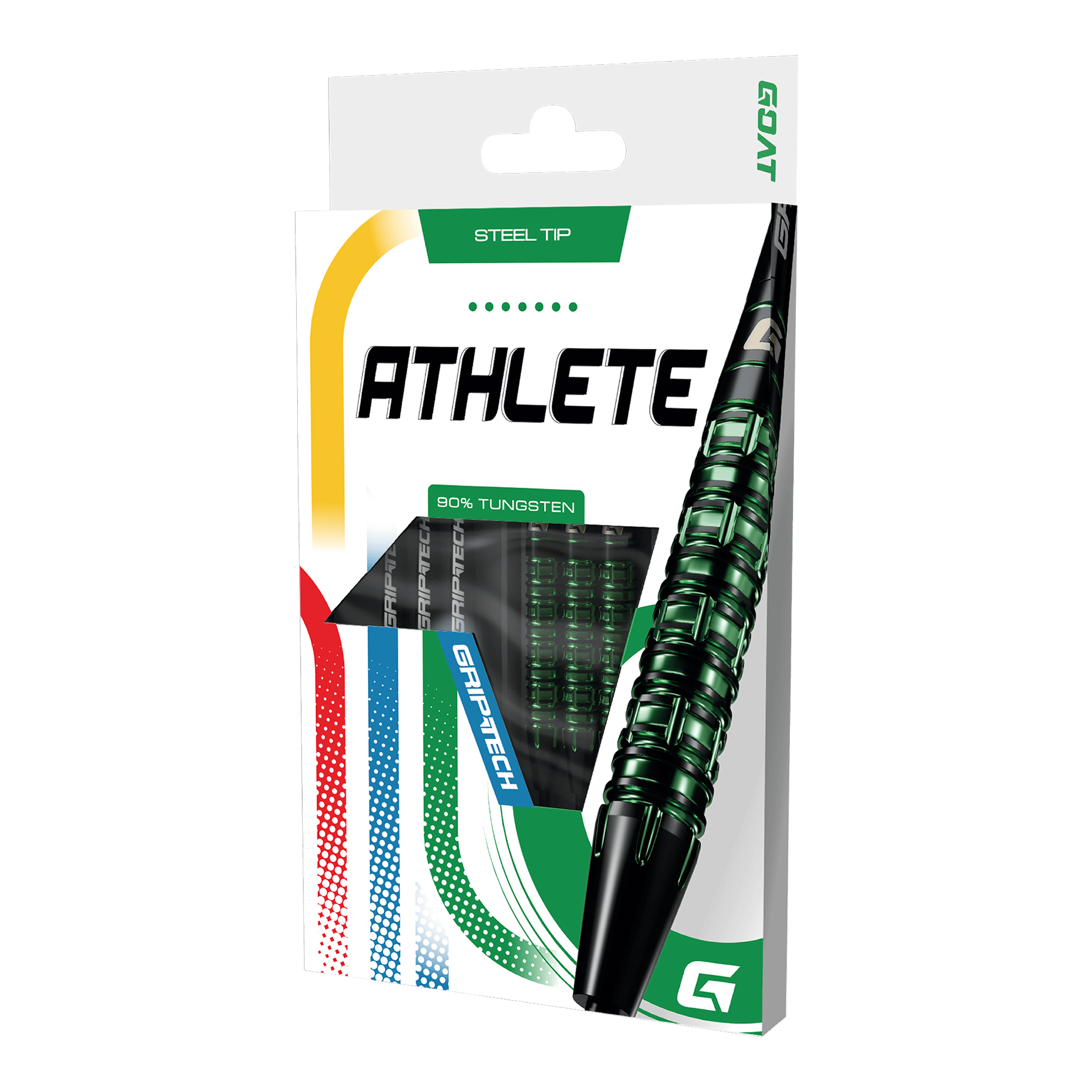 GOAT Athlete Green Tungsten Steeldarts Dieses Bild stellt die GOAT Athlete Green Tungsten Steeldarts dar. Die Darts heben sich durch ihr grünes Design hervor.