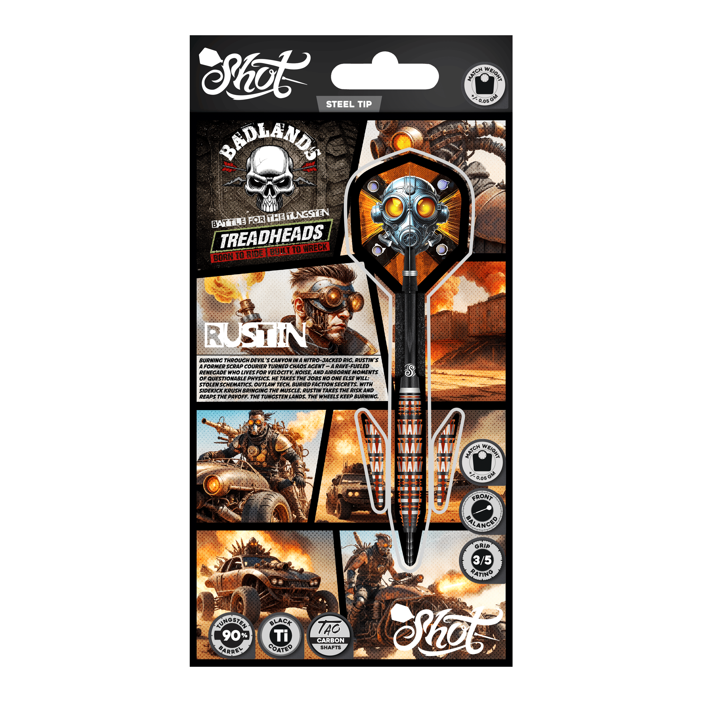 Shot Badlands Rustin Steeldarts - 23g Auf dem Foto ist Shot Badlands Rustin Steeldarts - 23g zu sehen. Das Produkt wird aus einer weiteren Ansicht dargestellt.