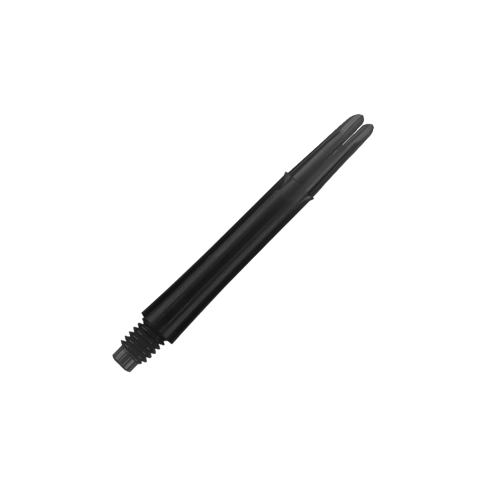 L-Style L-Shafts Locked Straight - Black 260 Das Bild zeigt einen schwarzen, geraden Dart-Schaft ohne Kappen. Der Schaft ist aus Kunststoff und hat eine Länge von 39 mm.