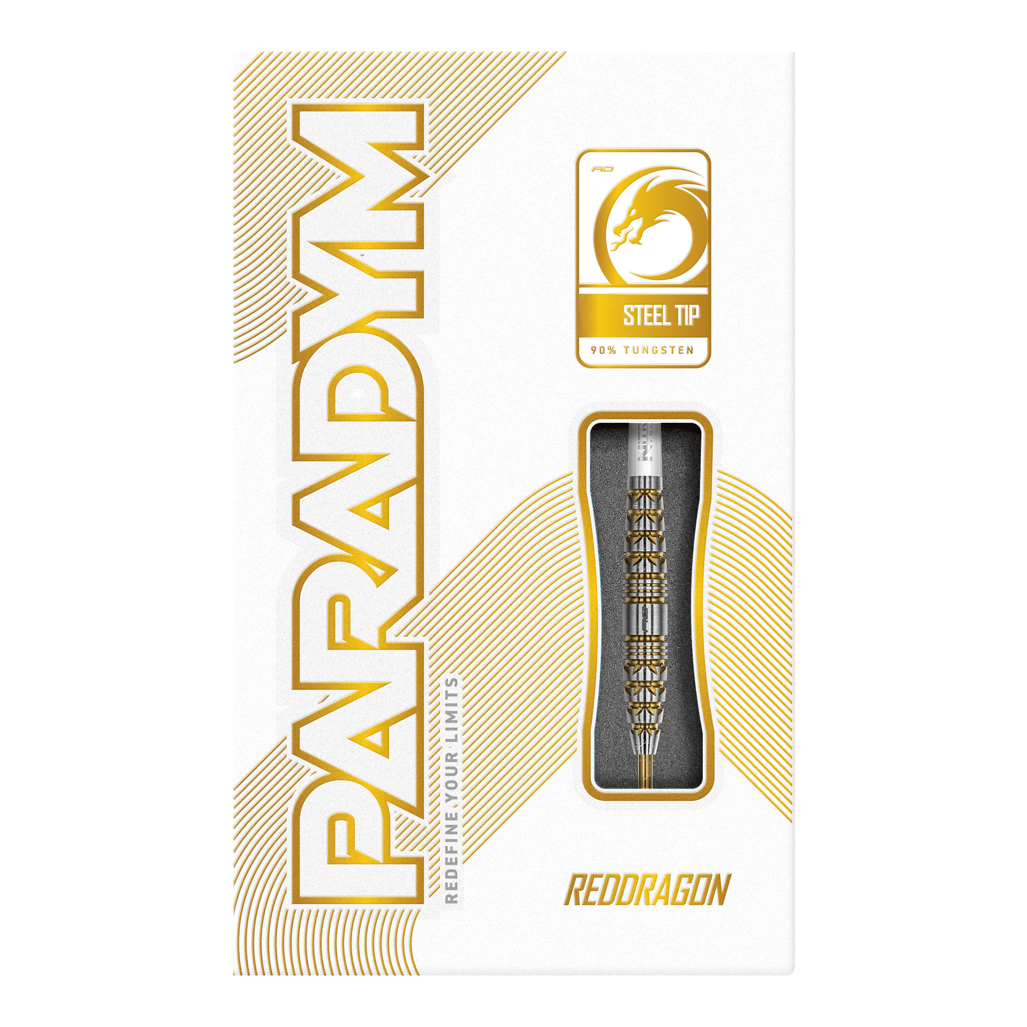 Red Dragon Paradym Gold Torpedo Steeldarts Abgebildet ist das Produkt Red Dragon Paradym Gold Torpedo Steeldarts. Es handelt sich um hochwertige Steeldarts mit goldfarbenem Design.