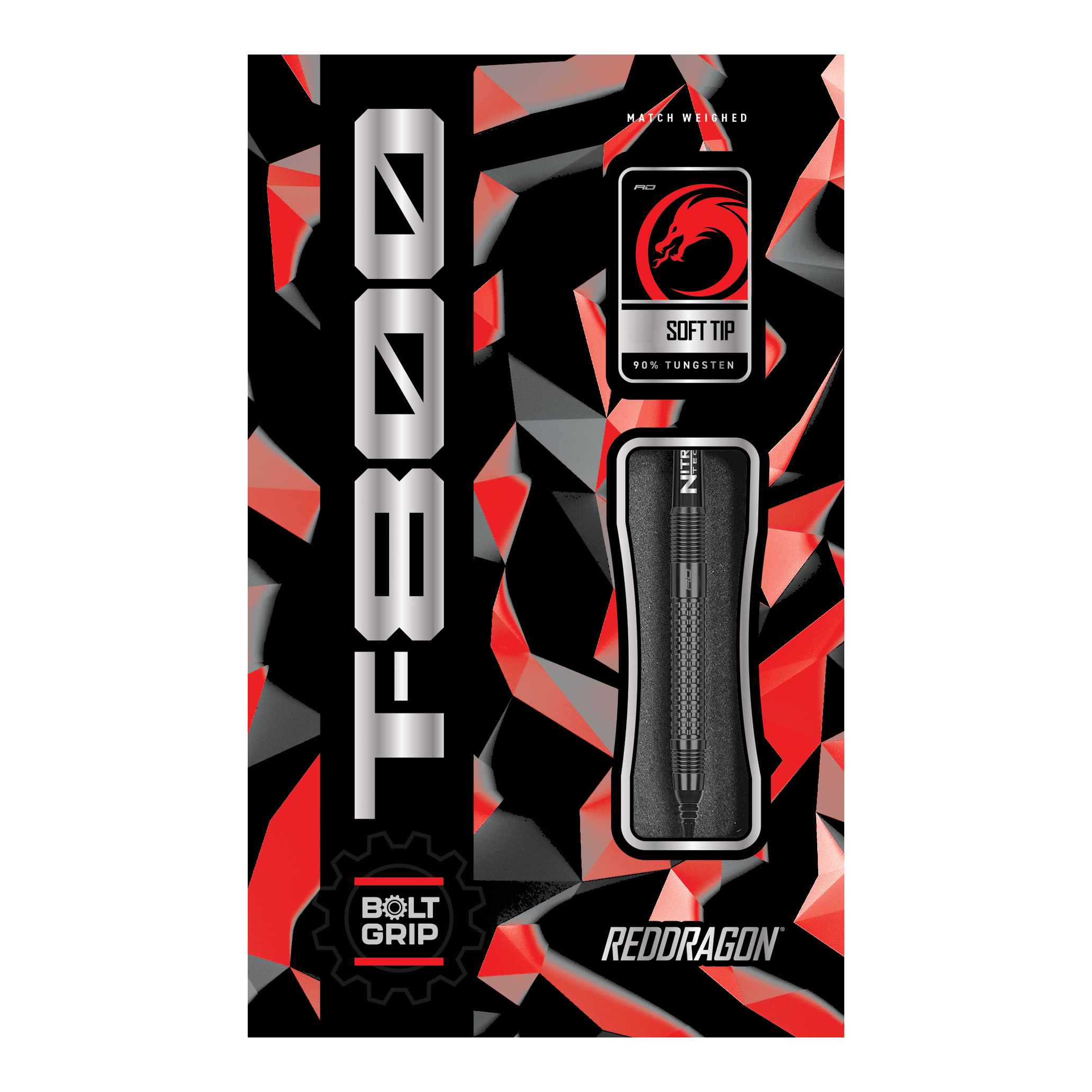 Red Dragon T-800 Softdarts - 20g Hier ist das Produkt "Red Dragon T-800 Softdarts - 20g" abgebildet. Die Verpackung ist in Rot, Schwarz und Silber gestaltet und zeigt einen Softdart mit 90% Tungsten.