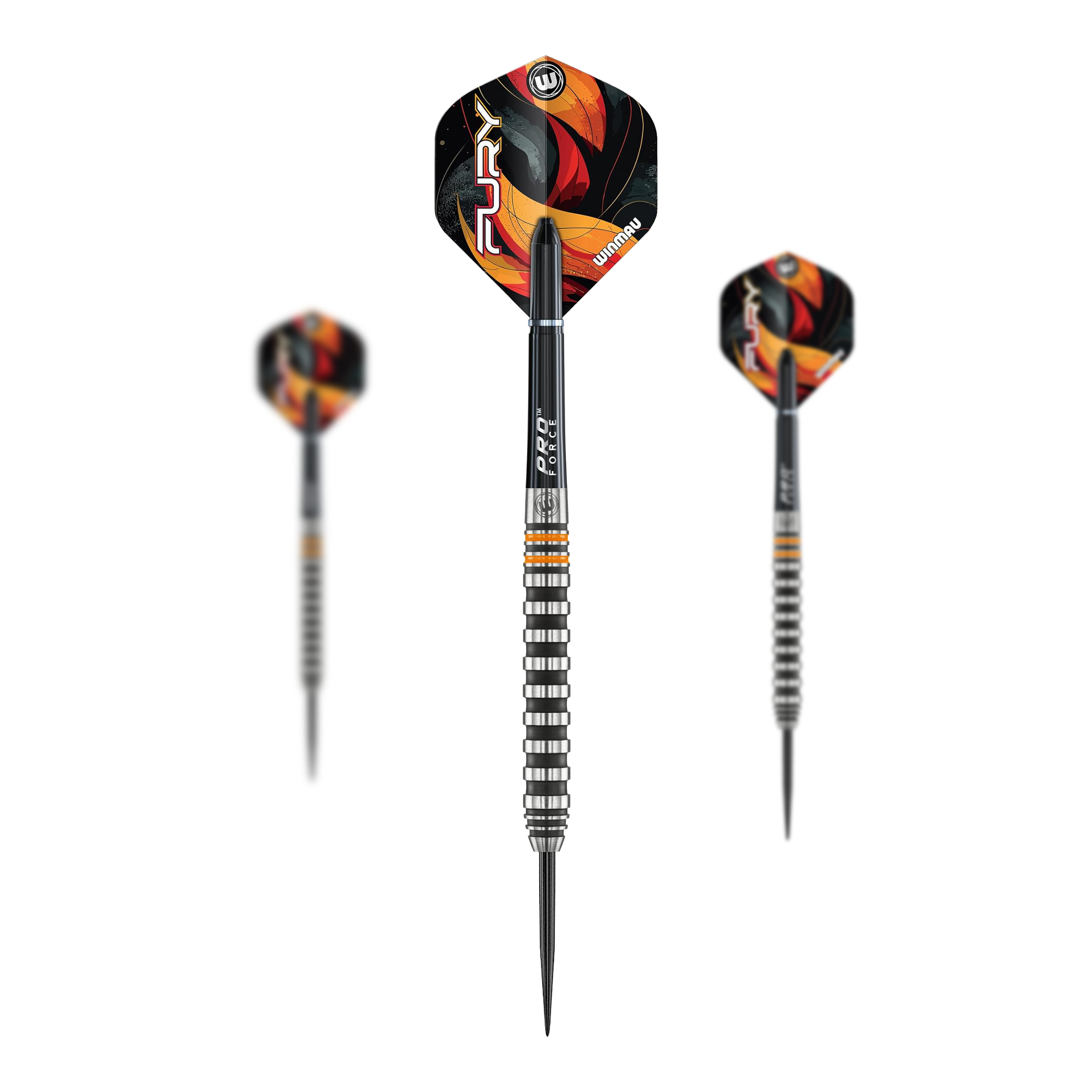 Winmau Fury Steeldarts - 22g Das Bild zeigt die Winmau Fury Steeldarts mit einem Gewicht von 22g. Diese Darts sind für Steeldartspieler geeignet.