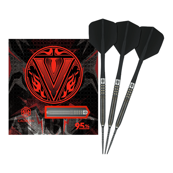 Caliburn V-Series V2 Steeldarts Das Bild zeigt Caliburn V-Series V2 Steeldarts in voller Ansicht. Diese Steeldarts eignen sich für ambitionierte Spieler.
