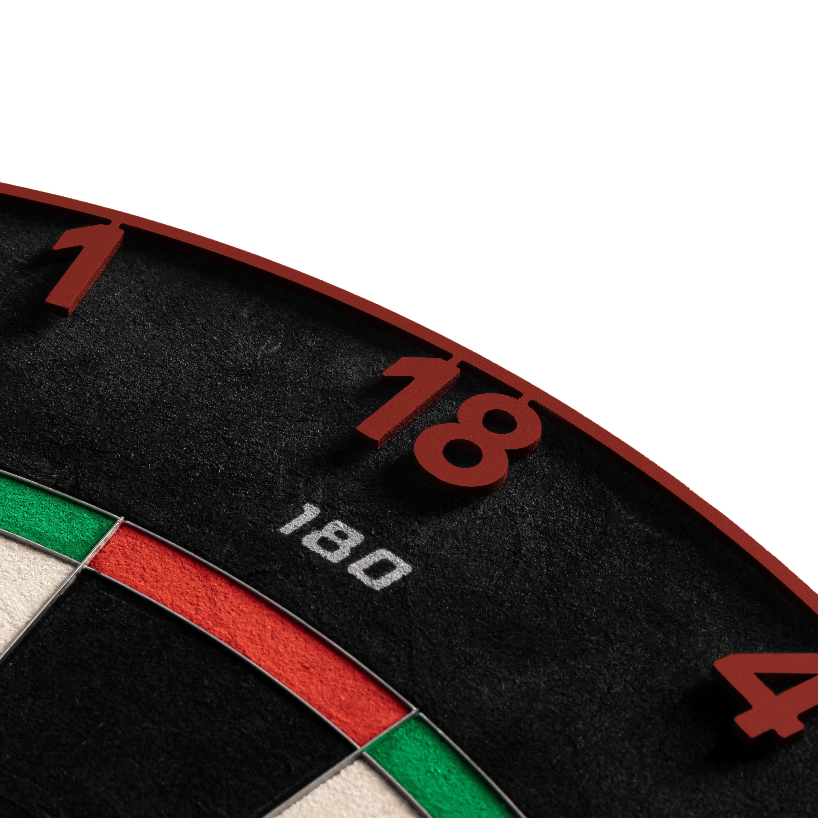 Precise 180 Endorphine Steeldartboard mit Nummernring - Faded Red Gezeigt wird das Precise 180 Endorphine Steeldartboard mit Nummernring in Faded Red. Das Bild beschreibt das Produkt für den Dartbereich.