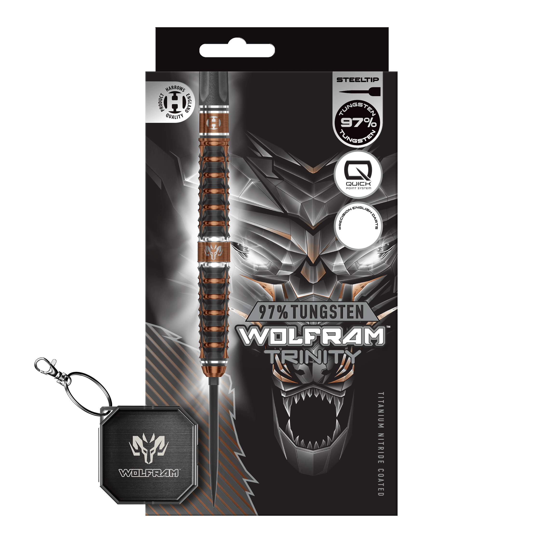 Harrows Wolfram Trinity Quick Point Steeldarts Zu sehen sind die Harrows Wolfram Trinity Quick Point Steeldarts. Sie eignen sich ideal für professionelle Dartspieler.