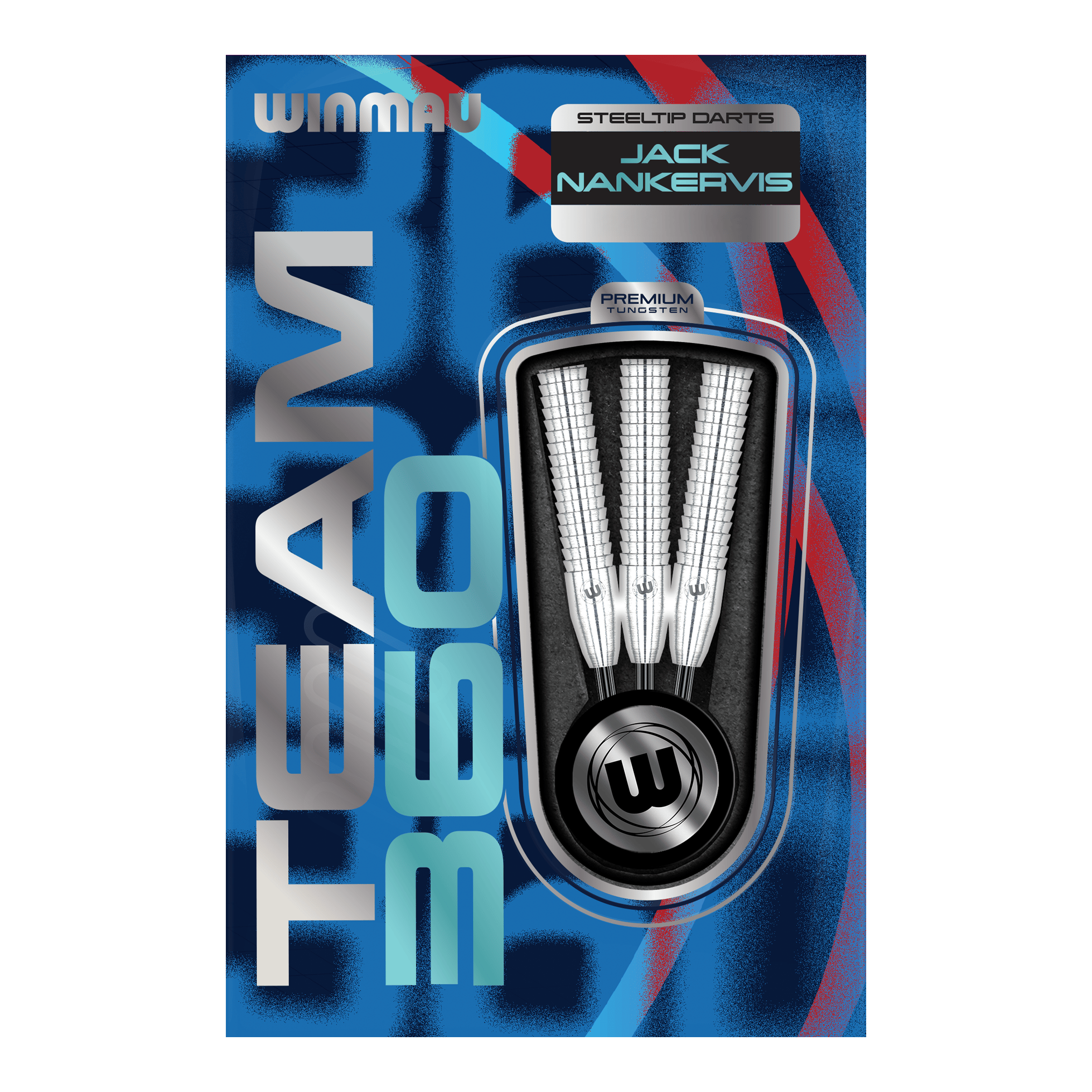 Winmau Team 360 Jack Nankervis Steeldarts - 24g Das Bild zeigt die Winmau Team 360 Jack Nankervis Steeldarts mit 24g Gewicht. Ideal für Dartspieler, die hochwertige Steeldarts bevorzugen.