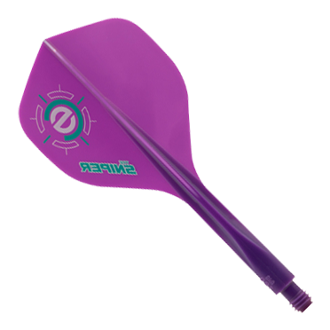 Condor Axe 120 Connor Scutt Sniper Purple Flight-System - Standard Das Bild zeigt ein lila Dart-Flightsystem mit der Aufschrift "Sniper". Es handelt sich um das Modell "Condor Axe 120 Connor Scutt Sniper Purple Flight-System - Standard".