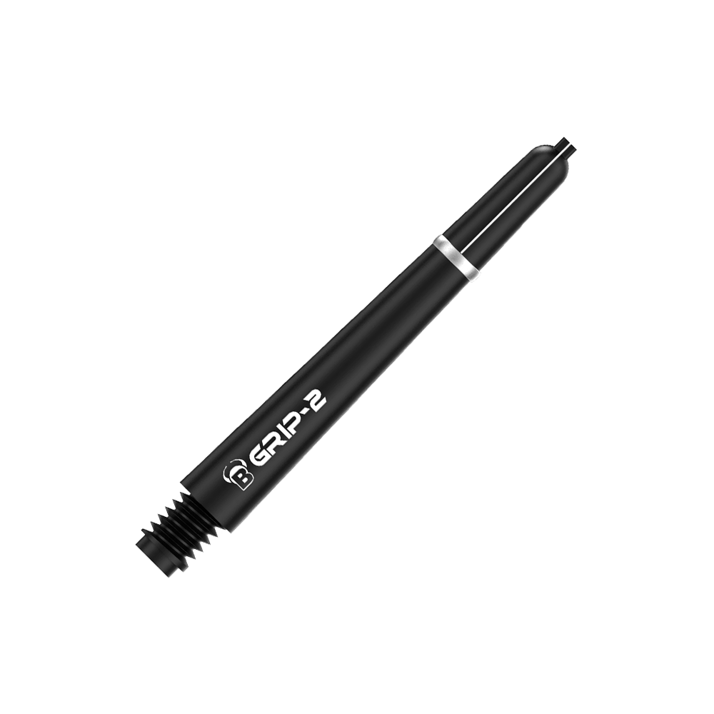 BS55061_Bulls_B-Grip-2_SL_Shafts_Schwarz_41mm_2 Das Bild zeigt den Bulls B-Grip-2 SL Shaft in Schwarz. Der Schaft ist schwarz und hat weiße Aufschrift mit dem Modellnamen.