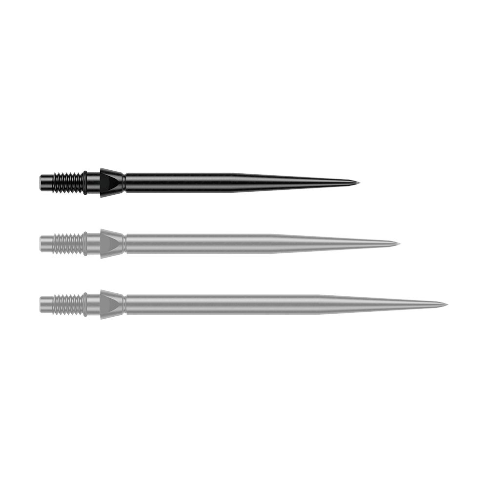 Winmau Switch Point Smooth Steeldartspitzen - Black Schwarze Steeldartspitzen in glatter Ausführung, 26 mm lang. Ein Produktfoto von Winmau Switch Point Steeldartspitzen.