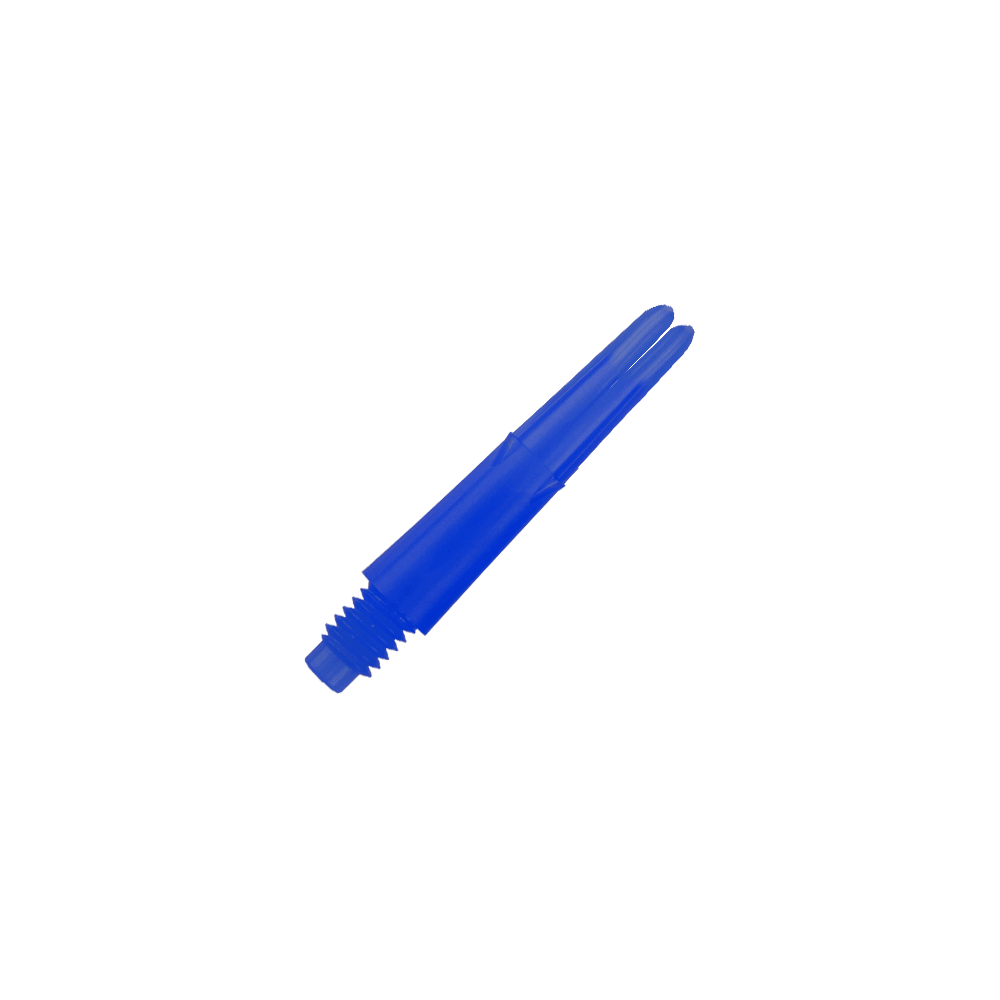 L-Style L-Shafts Locked Straight - Blue 130 Auf dem Bild ist ein gerader, blauer Dart-Schaft ohne Kappen zu sehen. Er hat ein Gewinde am unteren Ende und ist 26 mm lang.