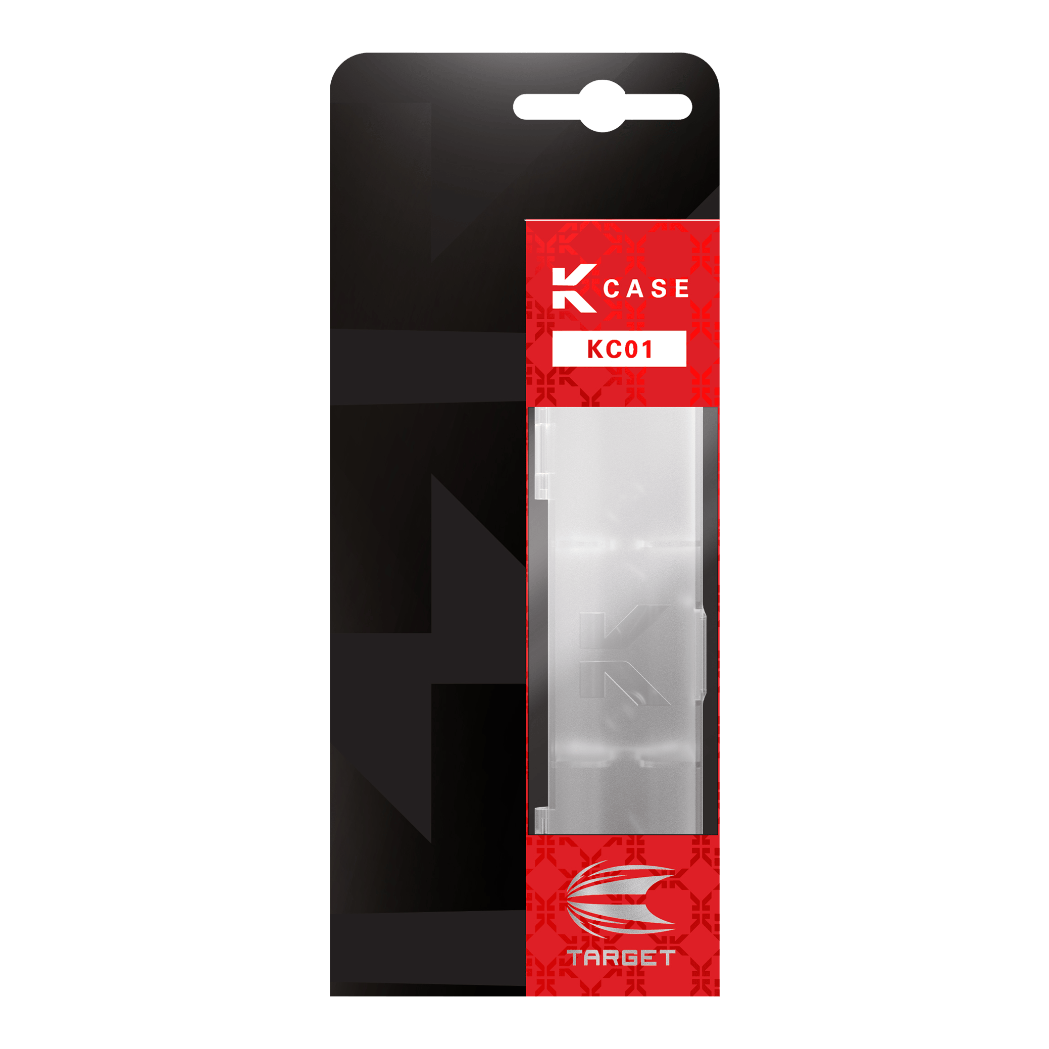 Target K-Flex K-Case Flightbox Die Abbildung zeigt das Produkt „Target K-Flex K-Case Flightbox“ in seiner Verpackung. Die Verpackung ist schwarz und rot mit einem transparenten Sichtfenster, durch das das Produkt zu sehen ist.