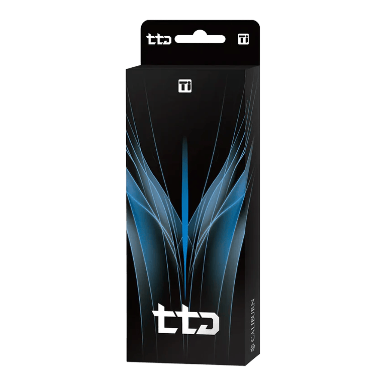 Auf dem Bild sieht man die Caliburn TTD Complete Titanium T2 Black Steeldarts - 6g. Die Steeldarts besitzen ein modernes und elegantes Aussehen.