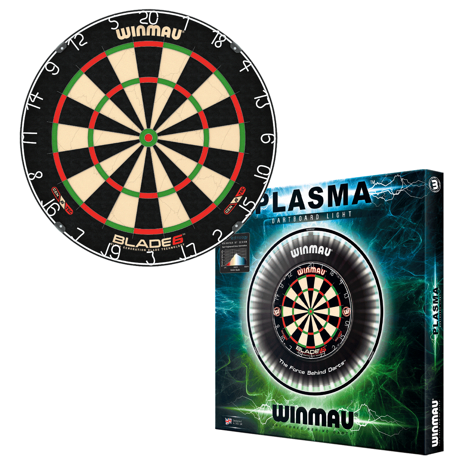 Winmau Blade 6 Dartboard mit Plasma Beleuchtung Set