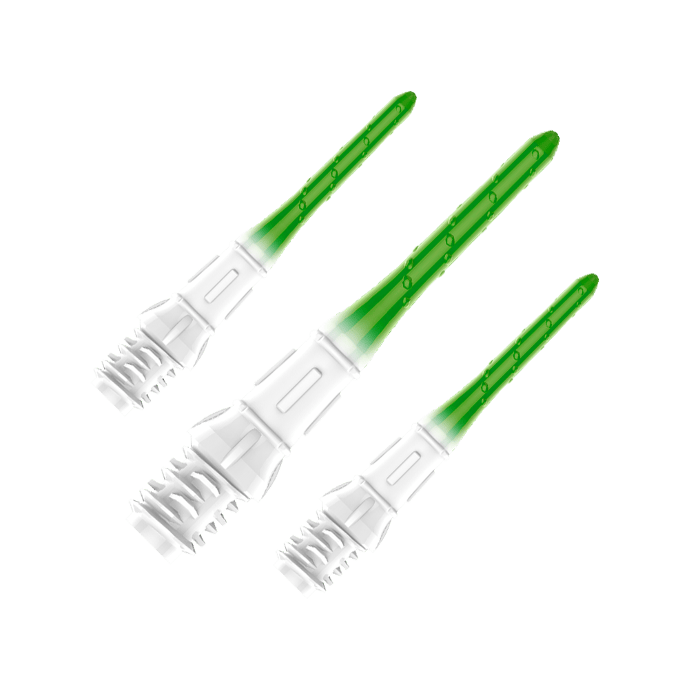 Das Bild zeigt ein Set von Dartspitzen namens L-Style Premium Lippoint Gradiation Dartspitzen 30erPack ForestGreen. Die Dartspitzen sind grün und für Softdarts geeignet.