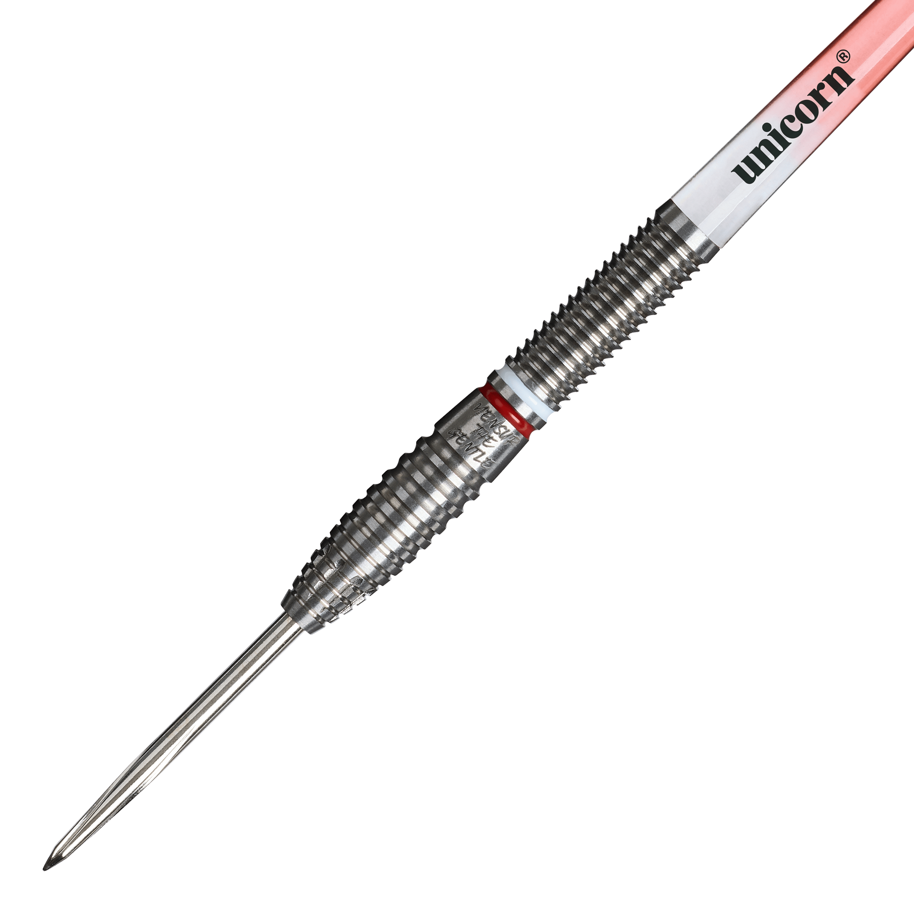 Unicorn Mensur Suljovic The Gentle Steeldarts - 23g ist auf diesem Bild zu sehen. Es handelt sich um professionelle Steeldarts mit einem Gewicht von 23 Gramm.