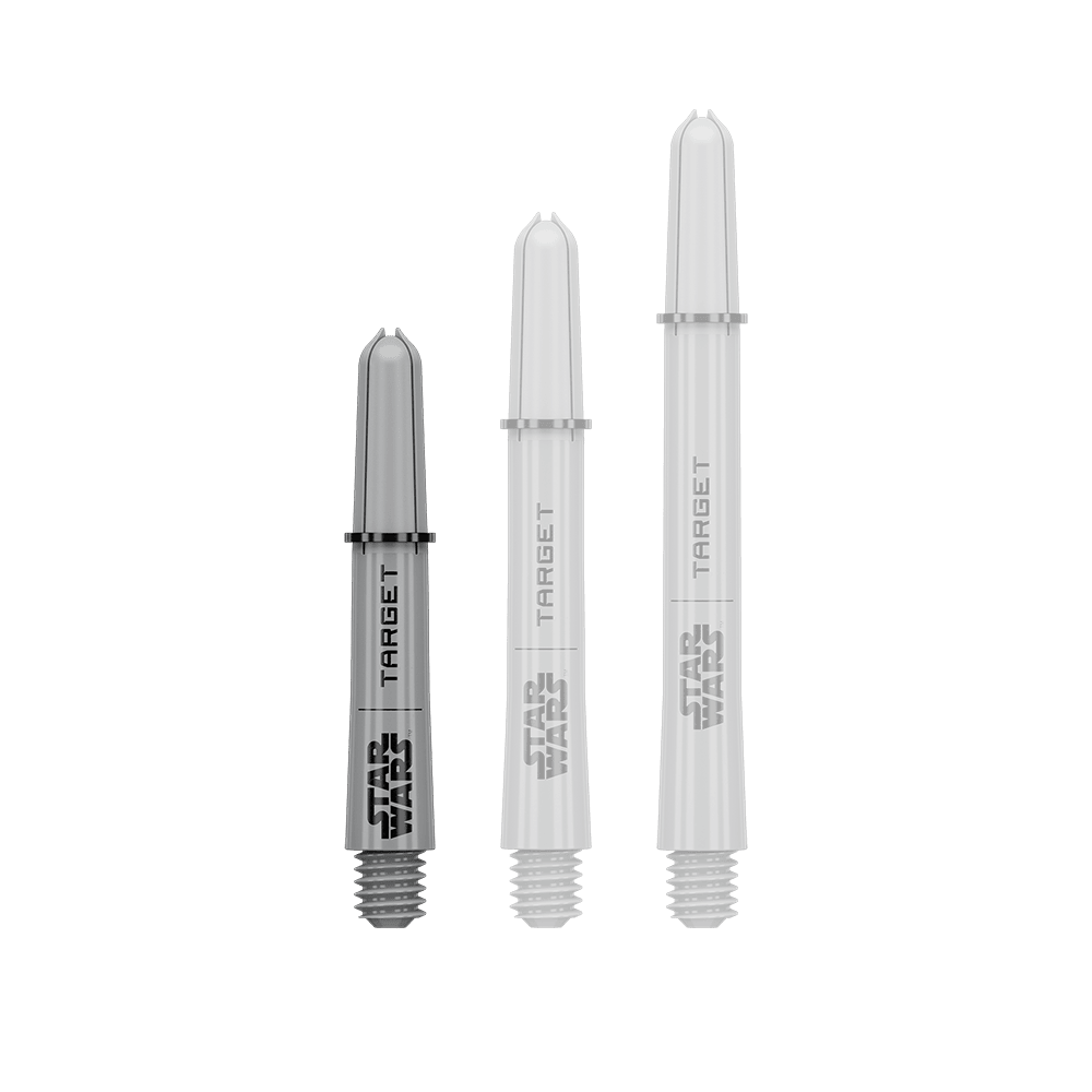 Das Bild zeigt vermutlich einen Pro Grip Shaft in Grau, 34 mm, kurze Ausführung. Das Produkt ist Teil der Star Wars Reihe.