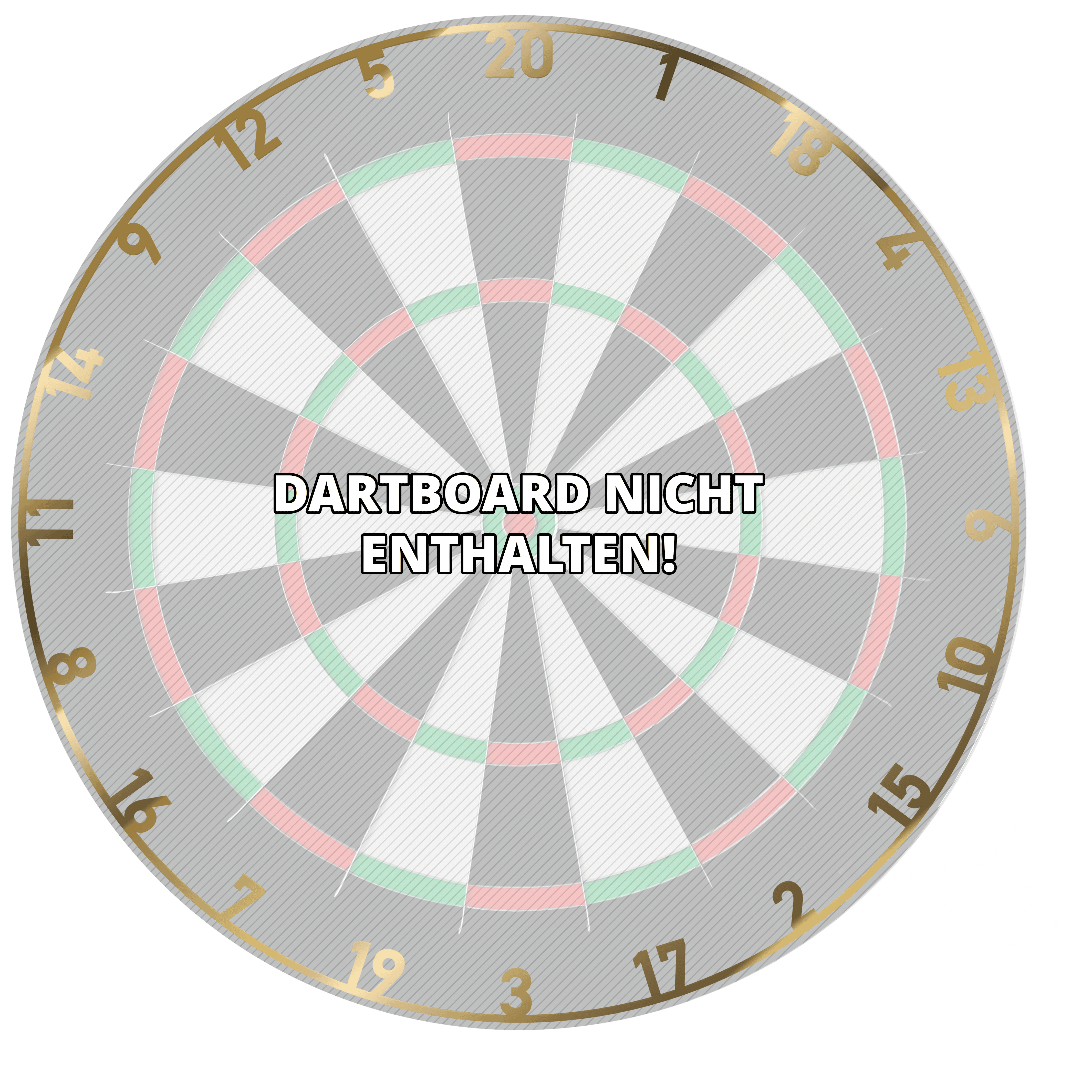 Das Bild zeigt einen Dartboard-Zahlenring in Gold auf einem Dartboard. In der Mitte steht der Hinweis "Dartboard nicht enthalten!"