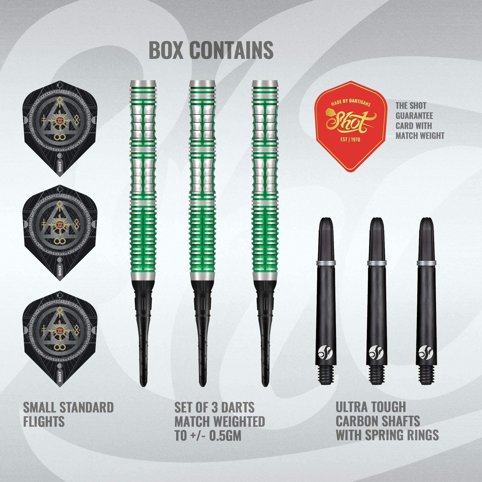 Shot Alchemy Mythril Softdarts - 20g Hier sind die Shot Alchemy Mythril Softdarts - 20g abgebildet. Die Darts sind für das Spiel an Softdart-Automaten gedacht.