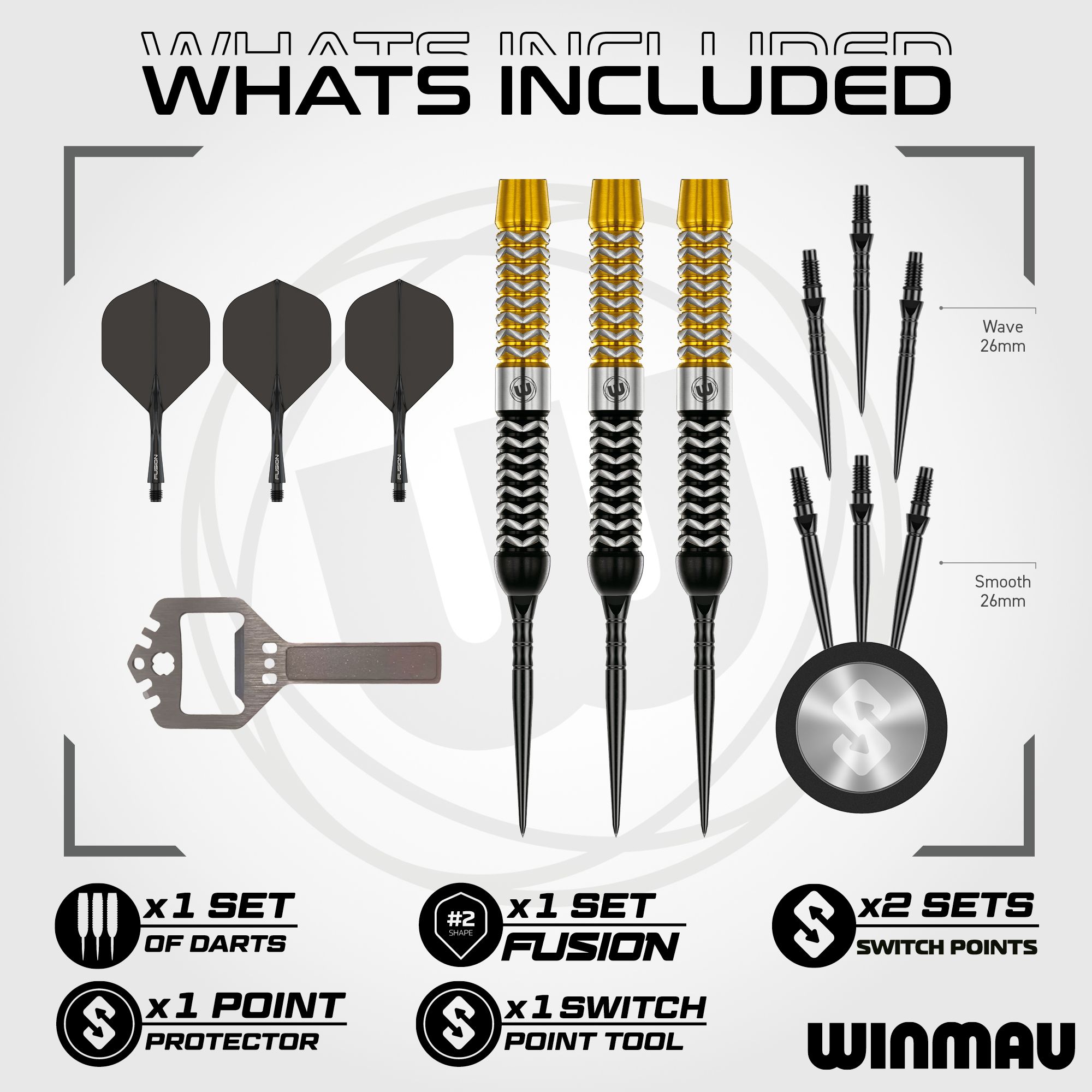 Winmau Exion Parallel Switch Point Steeldarts Zu sehen sind Winmau Exion Parallel Switch Point Steeldarts. Dieses Dart-Set ist ideal für professionelle Spieler.