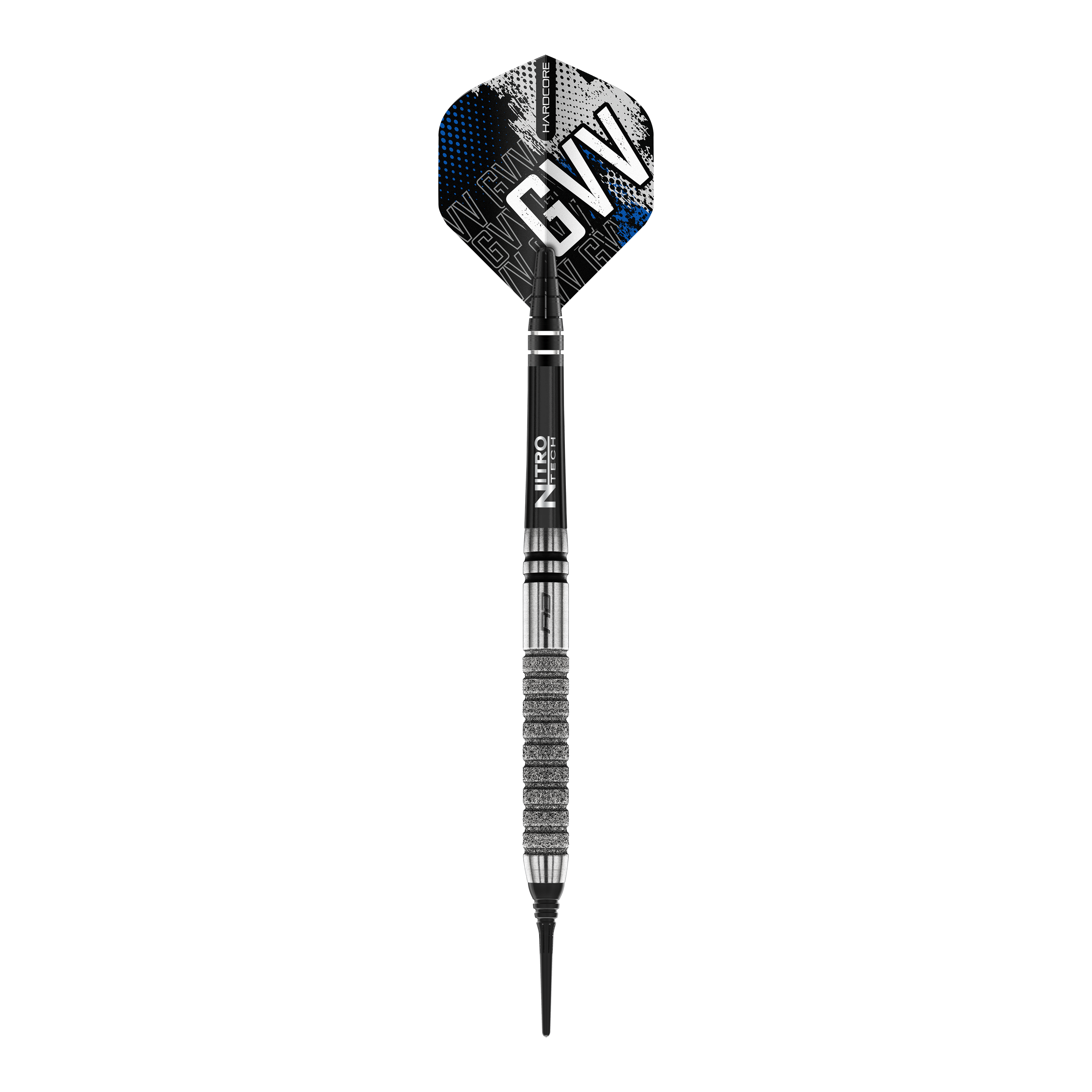 Red Dragon Gian Van Veen Tour Edition Softdarts - 20g Dies ist ein Softdart aus der Serie "Red Dragon Gian Van Veen Tour Edition" mit einem Gewicht von 20g. Der Dart hat ein modernes Design mit silbernen und schwarzen Elementen sowie den Initialen "GVV" auf dem Flight.