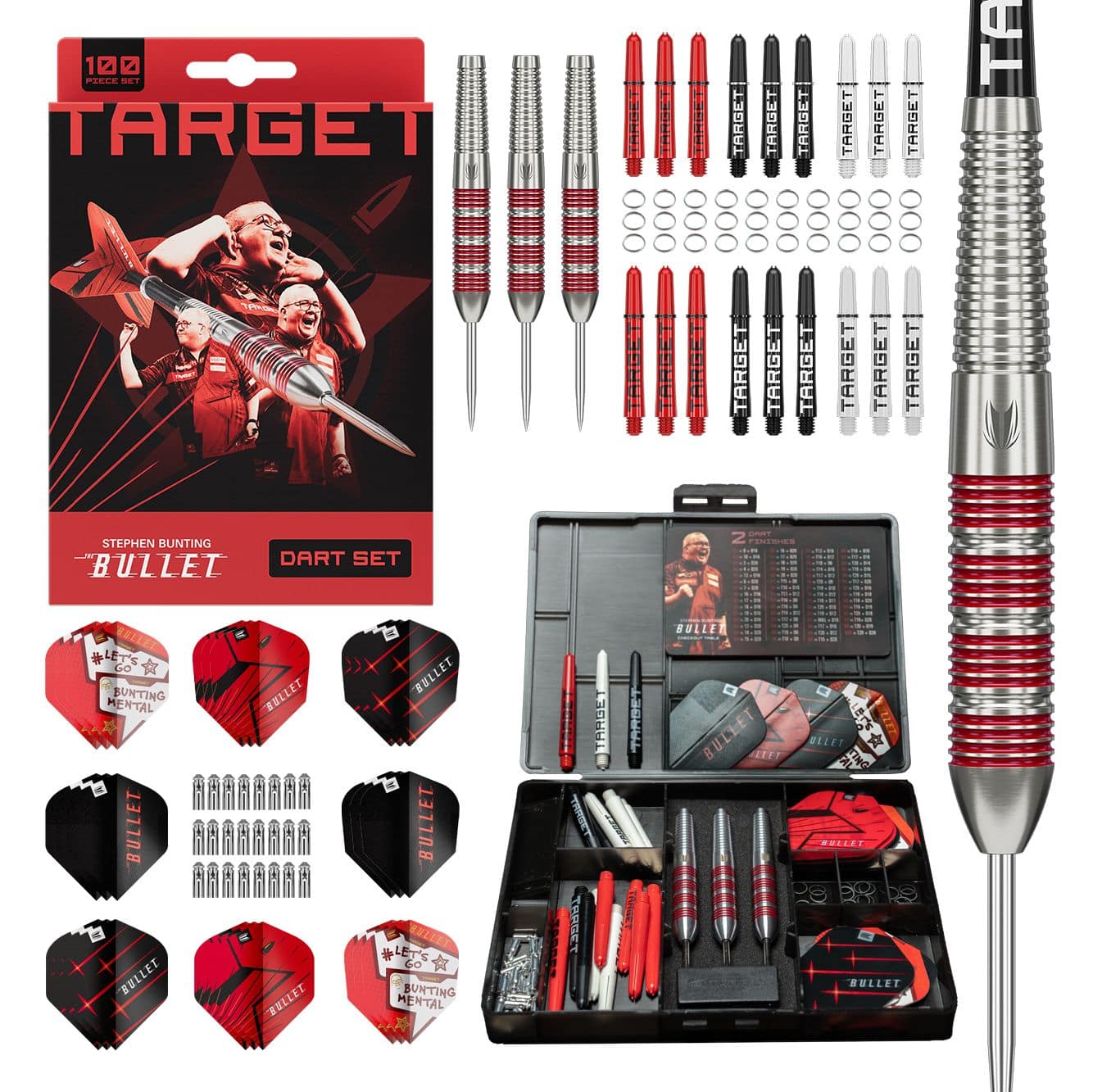 Target Stephen Bunting Bullet 100 Teile Brass Steeldart Set - 22g Target Stephen Bunting Bullet 100 Teile Brass Steeldart Set - 22g
