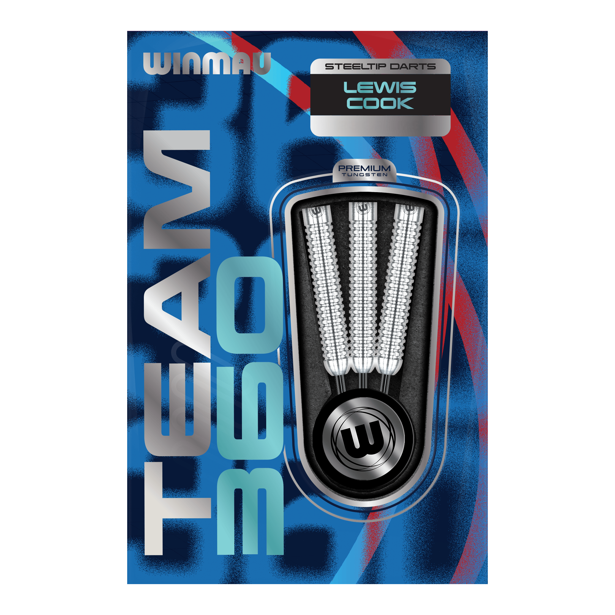 Winmau Team 360 Lewis Cook Steeldarts - 23g Das Bild zeigt Winmau Team 360 Lewis Cook Steeldarts mit einem Gewicht von 23g. Die Steeldarts sind detailliert von der Seite abgebildet.