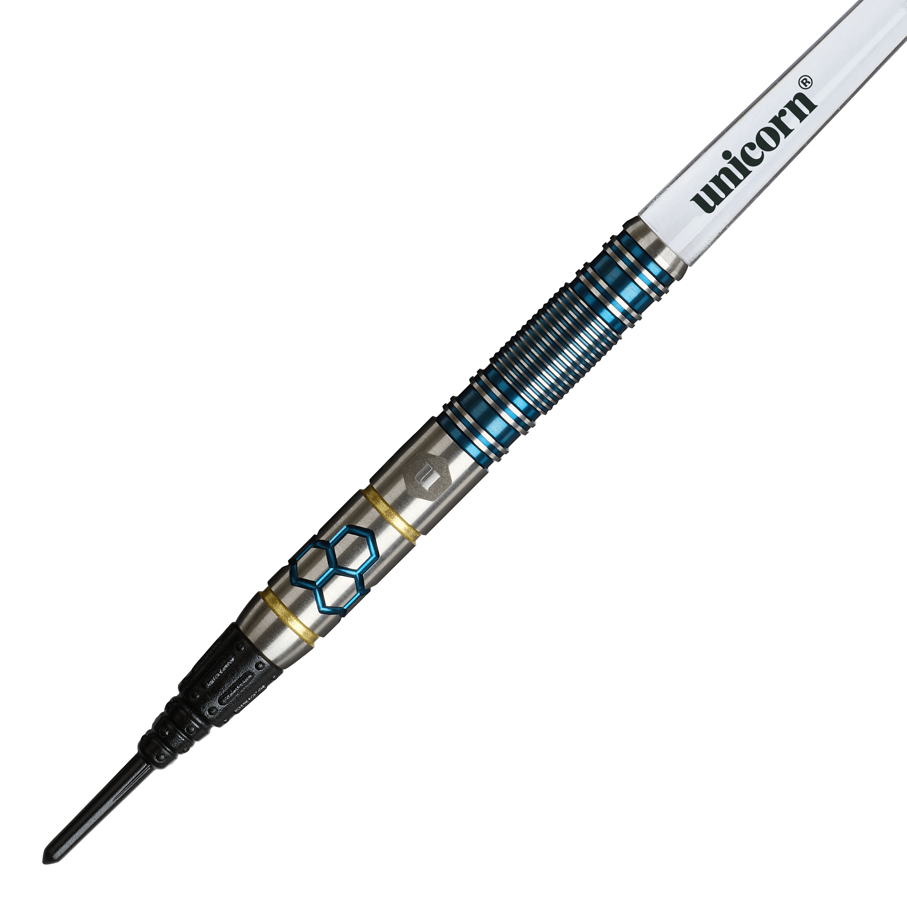 Unicorn Hexium Style 02 Blue & Gold Softdarts - 21g Unicorn Hexium Style 02 Blue & Gold Softdarts - 21g ist auf diesem Bild zu sehen. Die Softdarts sind in den Farben Blau und Gold gestaltet.