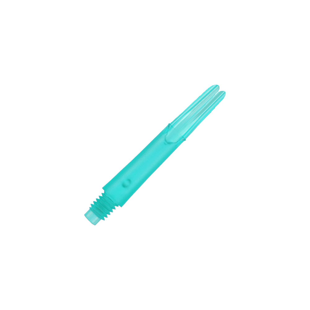 L-Style L-Shafts Locked Straight - Emerald 190 Auf dem Bild ist ein gerader, transparenter, smaragdgrüner Schaft zu sehen. Es handelt sich um ein Ersatzteil für einen Dartpfeil ohne Kappen.