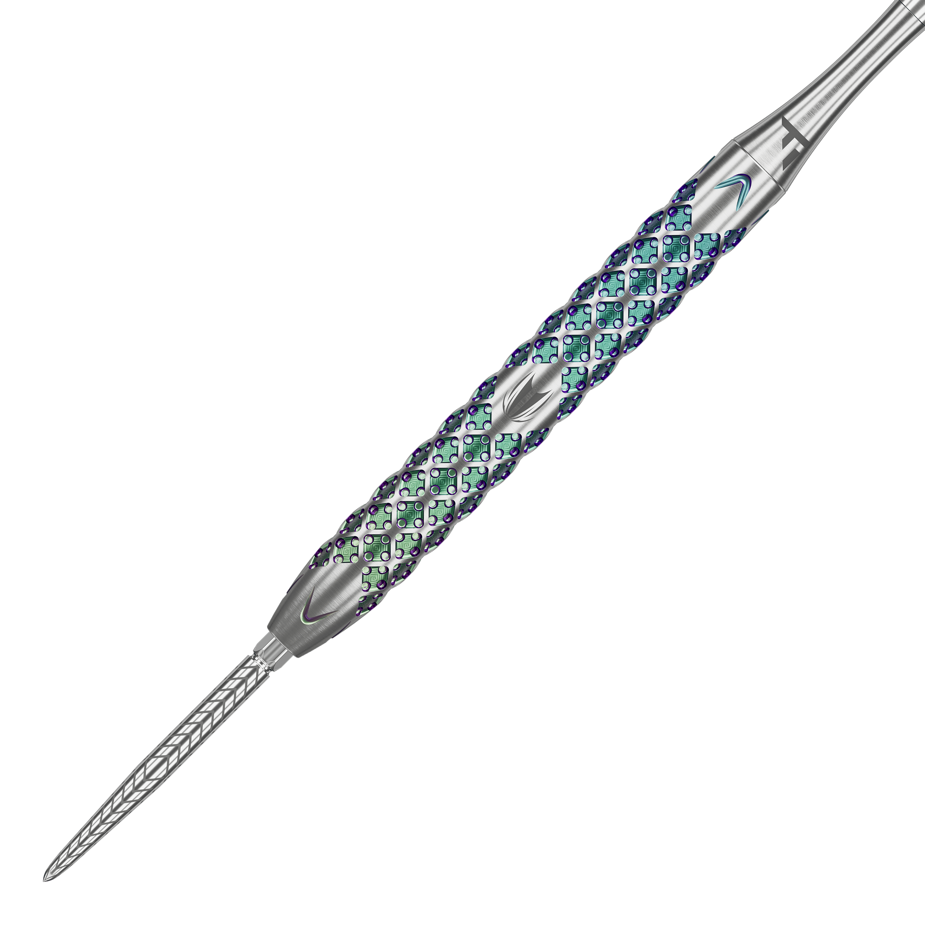Target Rove 01 Swiss Point Steeldarts Dies ist ein Steeldart namens "Target Rove 01 Swiss Point". Er hat ein auffälliges, farbiges und strukturiertes Griffdesign.