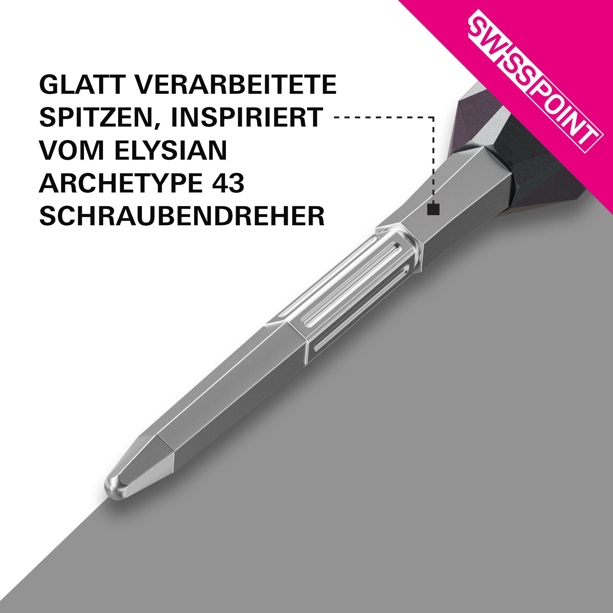Target Elysian Archetype 43 Swiss Point Steeldartspitzen - Silber Target Elysian Archetype 43 Swiss Point Steeldartspitzen - Silber. Auf dem Bild sind silberne Dartspitzen für Steel-Darts zu sehen.