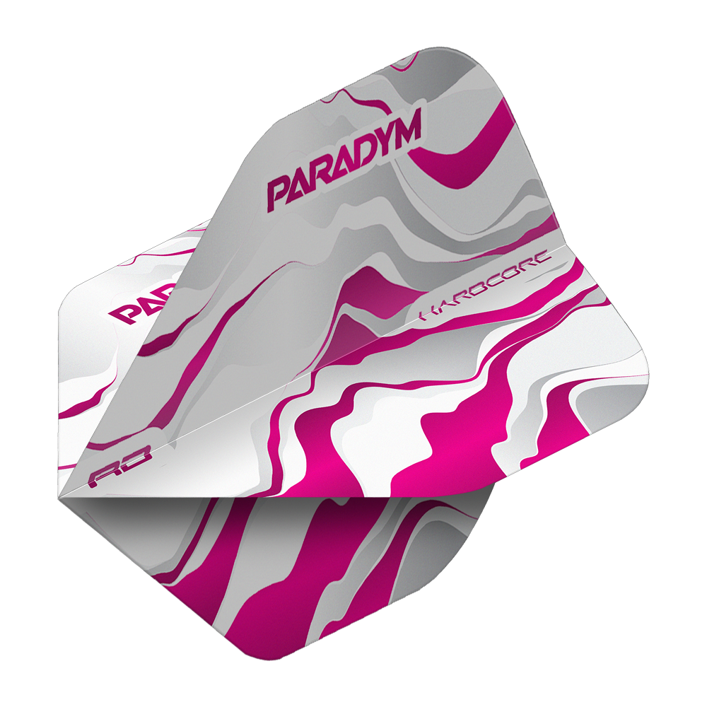Red Dragon Hardcore Premium Paradym Pink Premium No2 Standard Flights Das Bild zeigt die Red Dragon Hardcore Premium Paradym Pink Premium No2 Standard Flights. Es handelt sich um Dartflights in einer auffälligen pinken Farbe.