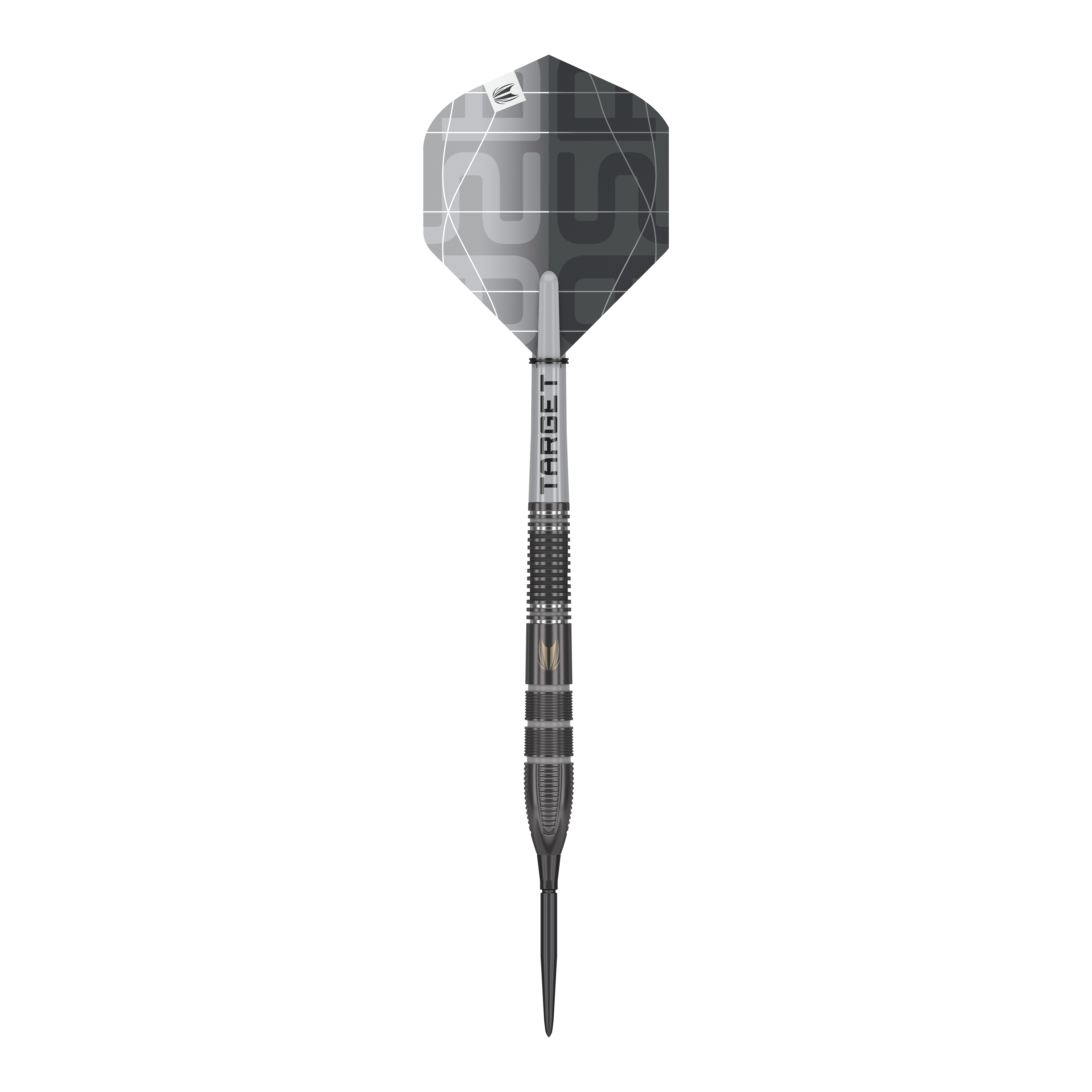 Target Nathan Aspinall X Echo Swiss Point Steeldarts Der "Target Nathan Aspinall X Echo Swiss Point Steeldarts" ist ein hochwertiger Steeldart in elegantem Schwarz-Grau-Design. Er besitzt eine fein gerillte Griffstruktur und moderne, geometrische Muster auf dem Flight.