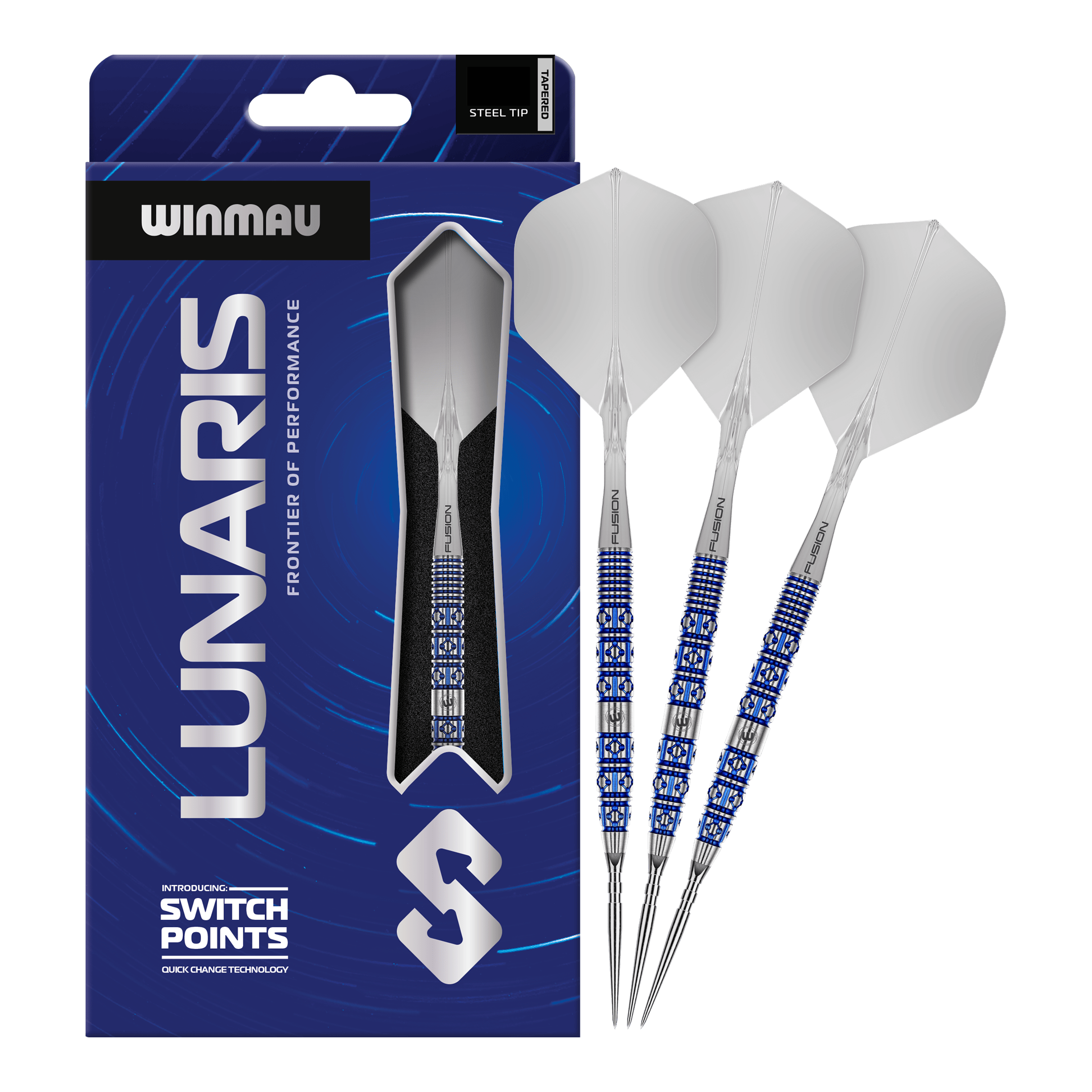 Winmau Lunaris Tapered Switch Point Steeldarts Hier ist das Produkt Winmau Lunaris Tapered Switch Point Steeldarts zu sehen. Diese Steeldarts bieten eine hochwertige Verarbeitung und ein elegantes Aussehen.