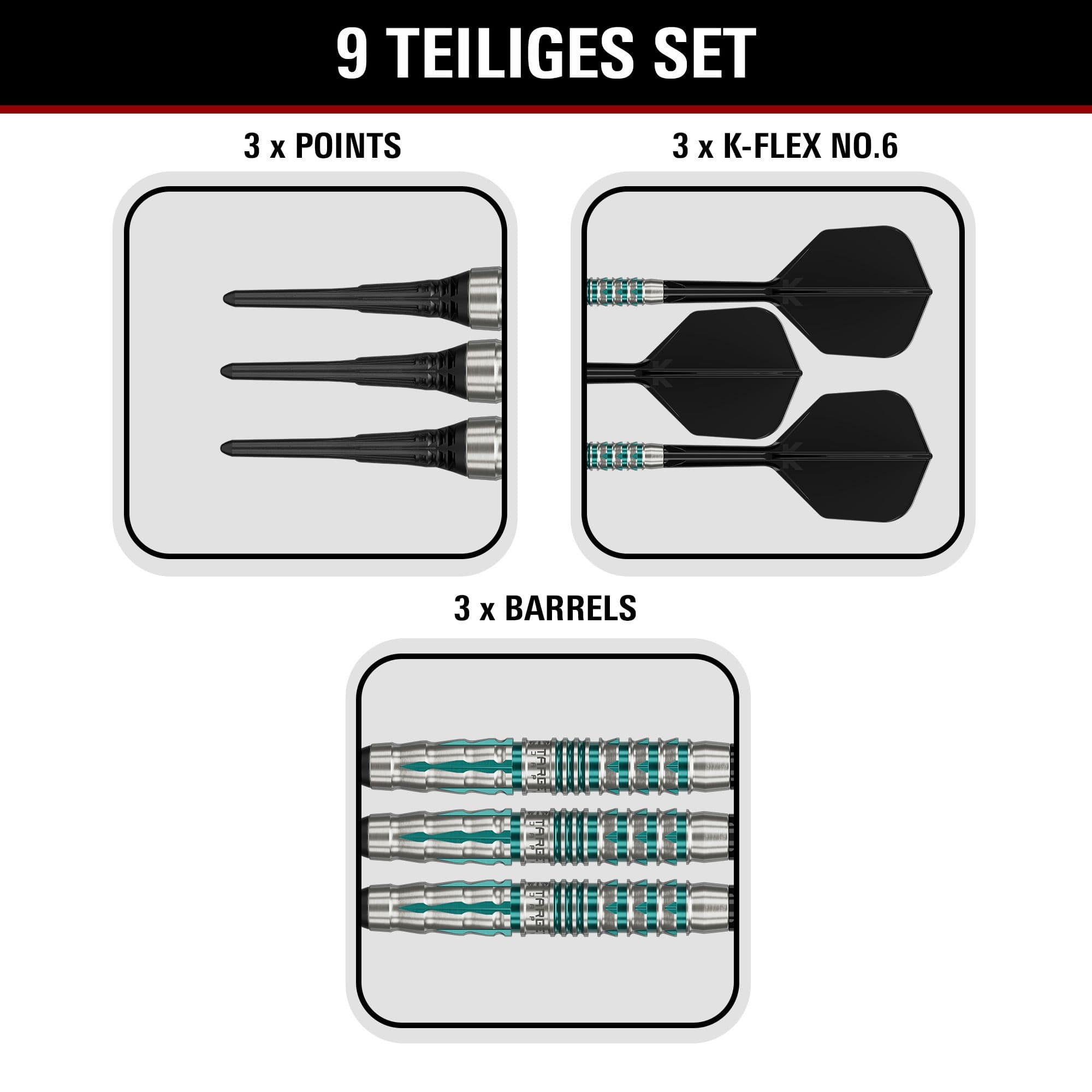 Target Black Marque Pierce Softdarts - 18,5g Hier sind die Target Black Marque Pierce Softdarts mit 18,5g abgebildet. Die Darts sind speziell für hohe Präzision und Stil entwickelt.