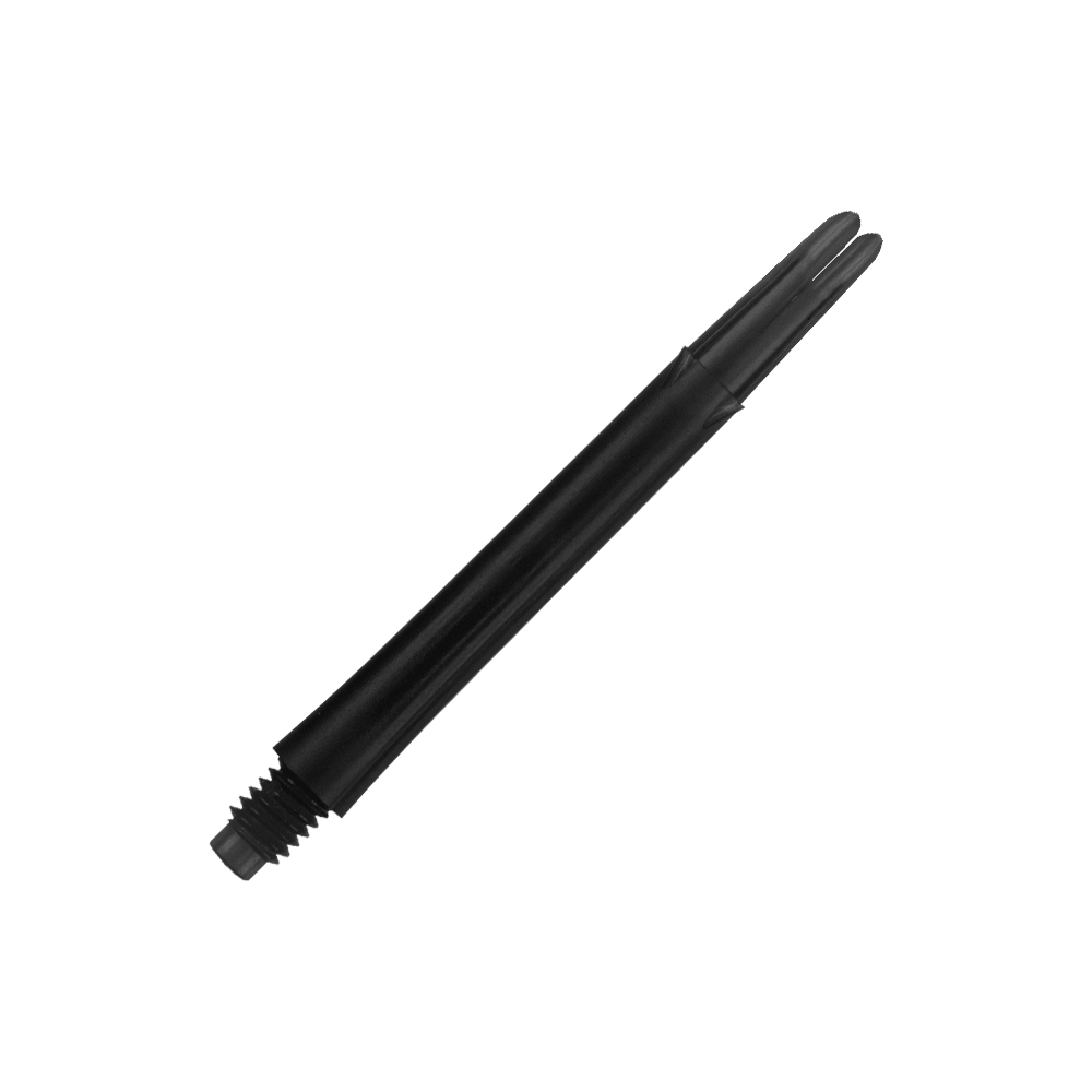 L-Style L-Shafts Locked Straight - Black 330 Auf dem Bild ist ein schwarzer gerader Dart-Schaft zu sehen. Er hat eine Länge von 46 mm und ist ohne Kappen abgebildet.