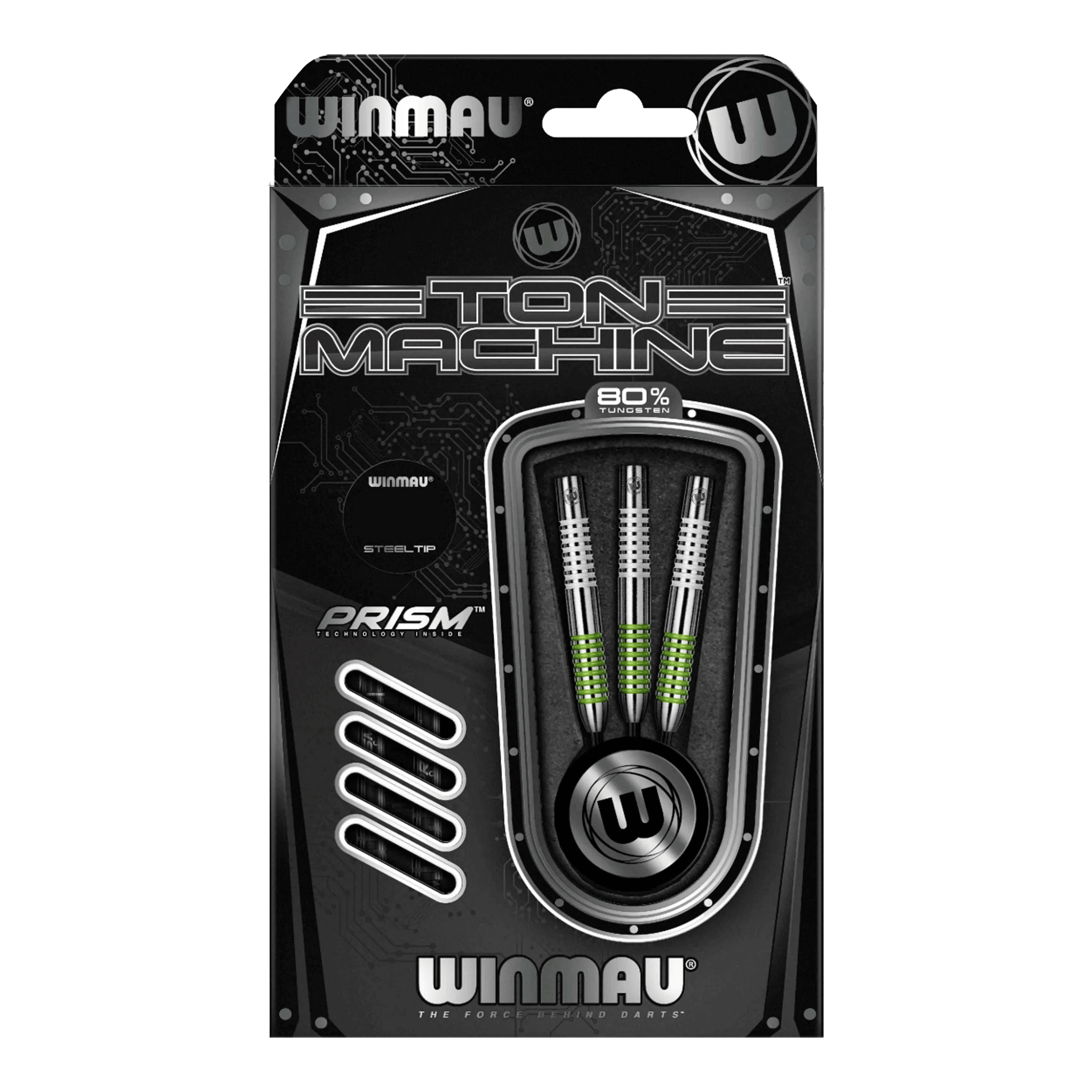 Winmau Ton Machine Steeldarts Die Abbildung zeigt die Winmau Ton Machine Steeldarts. Es handelt sich um hochwertige Dartpfeile für Steeldartspiele.