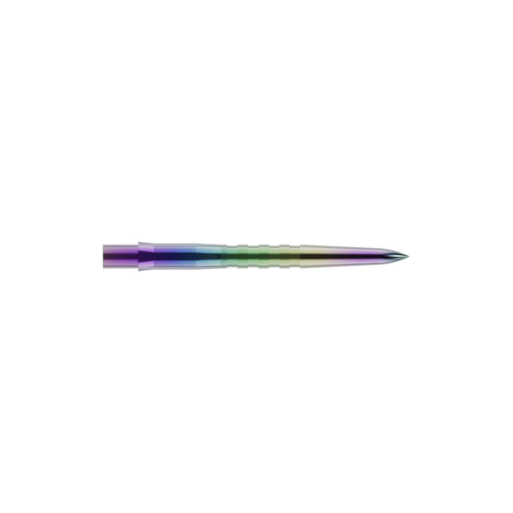 Mission Caliburn EVO Dartspitzen - Grooved - Coral Dies ist eine bunte, gerillte Steeldartspitze. Sie hat eine glänzende Oberfläche mit Farbverlauf und ist vorne spitz zulaufend.