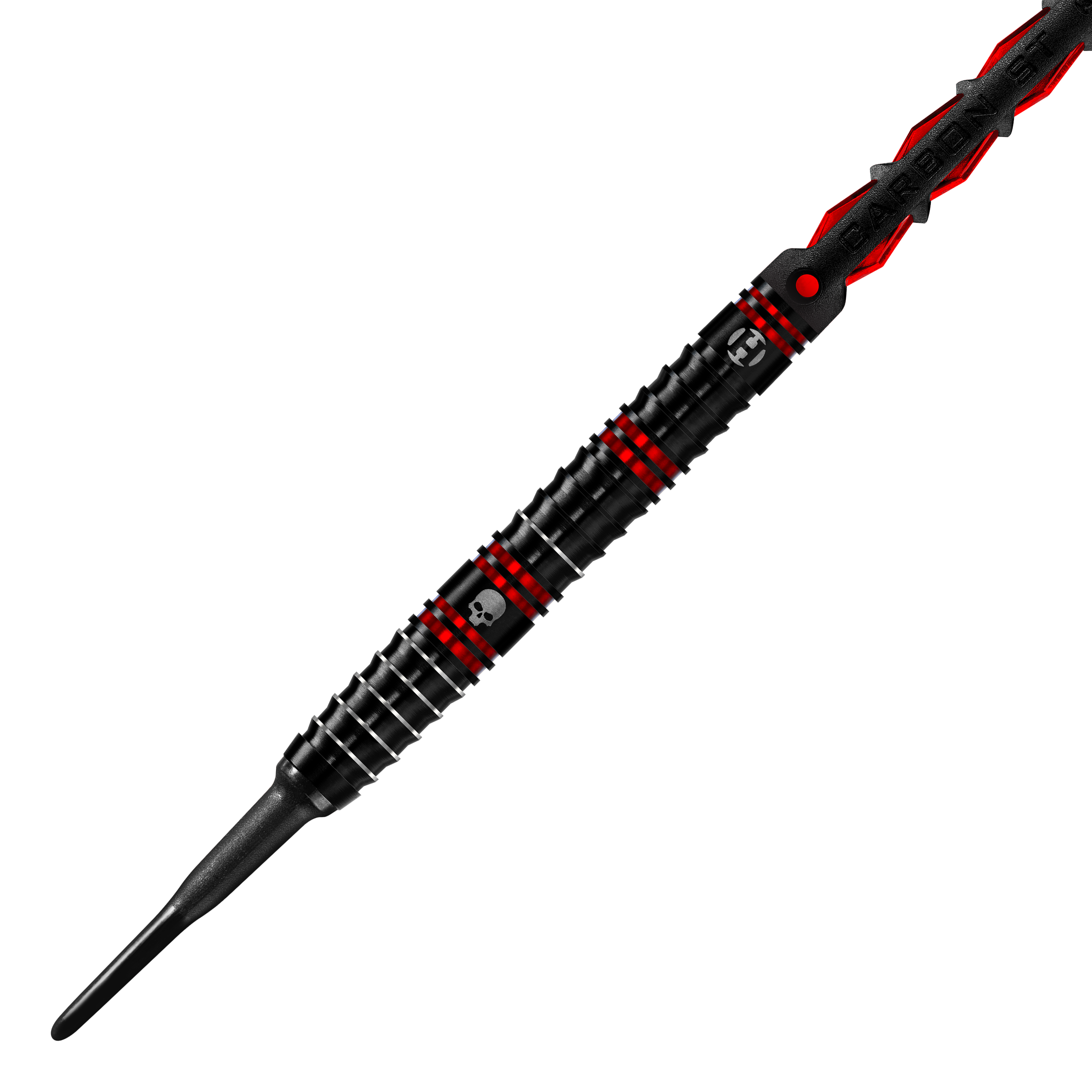 Harrows Ryan Searle Heavy Metal Softdarts Der Harrows Ryan Searle Heavy Metal Softdart ist in Schwarz mit roten Akzenten gestaltet. Auf dem Dart befindet sich ein kleines Totenkopf-Symbol.