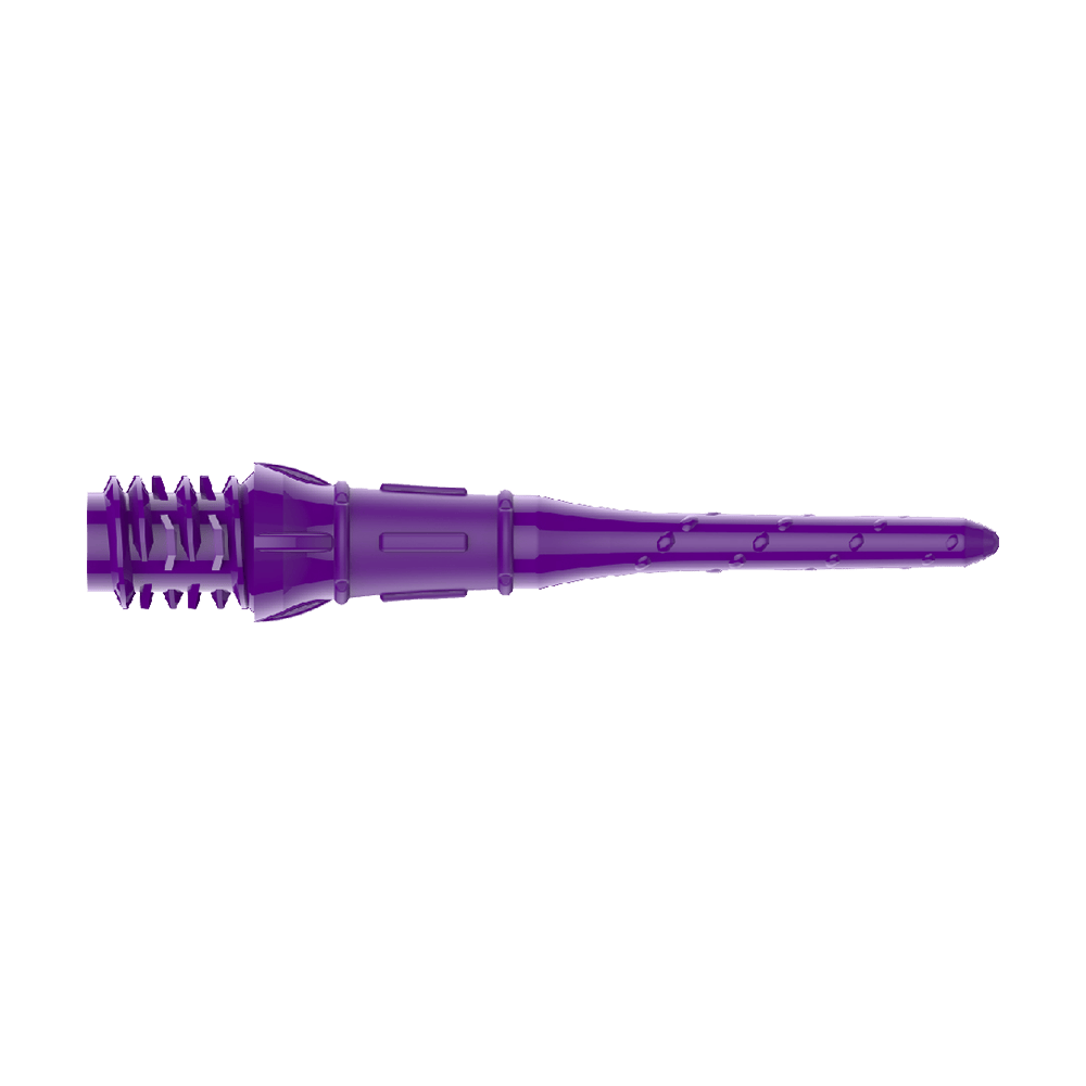 Premium Lippoints (30er Pack) - Spitzen Das Bild zeigt eine lilafarbene Dartspitze aus Kunststoff. Sie hat mehrere kleine Einkerbungen und ein strukturiertes Ende.