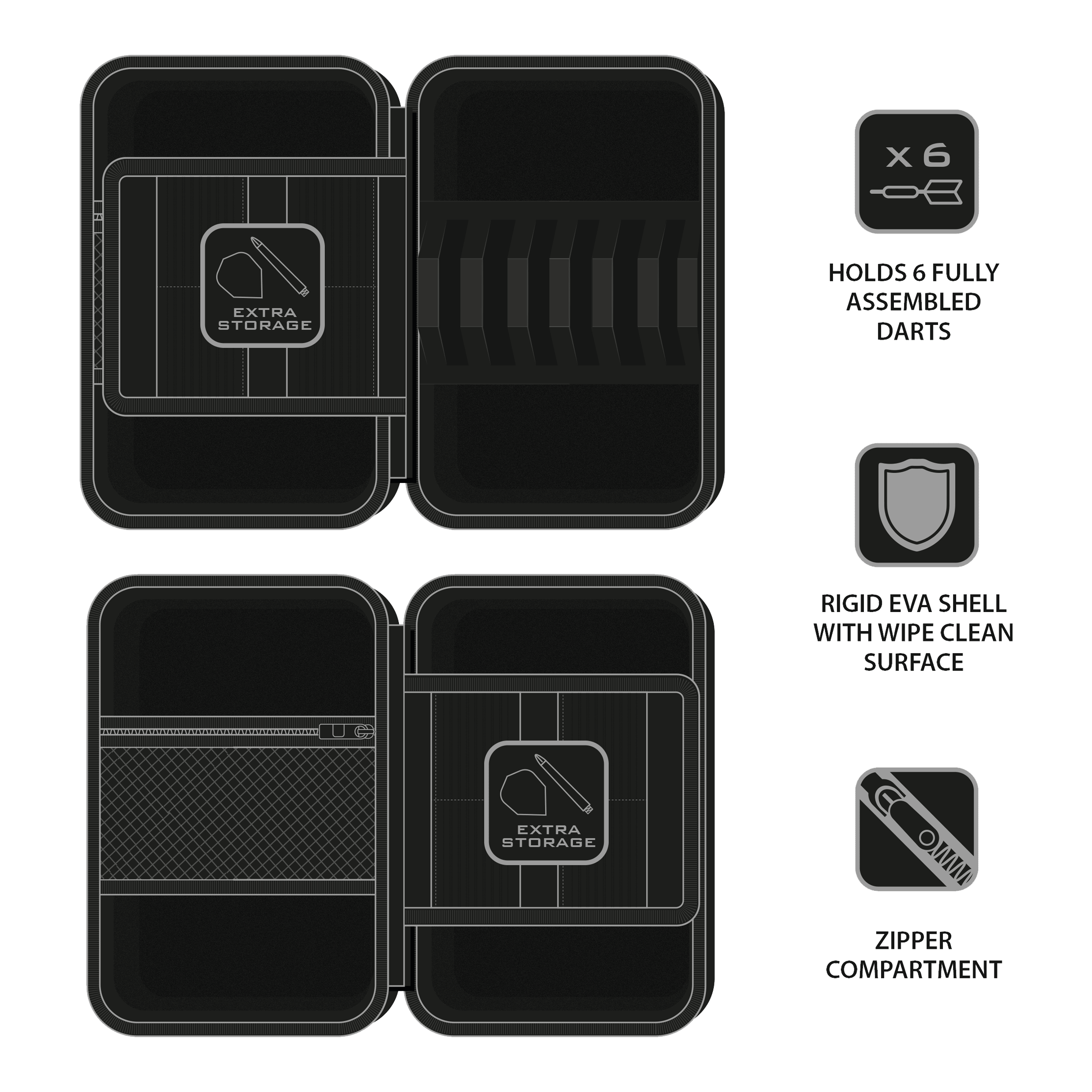 Harrows Ryan Searle Player Pro6 Dartcase ist ein professionelles Dartcase für Spieler. Es bietet Platz für mehrere Darts und Zubehör.