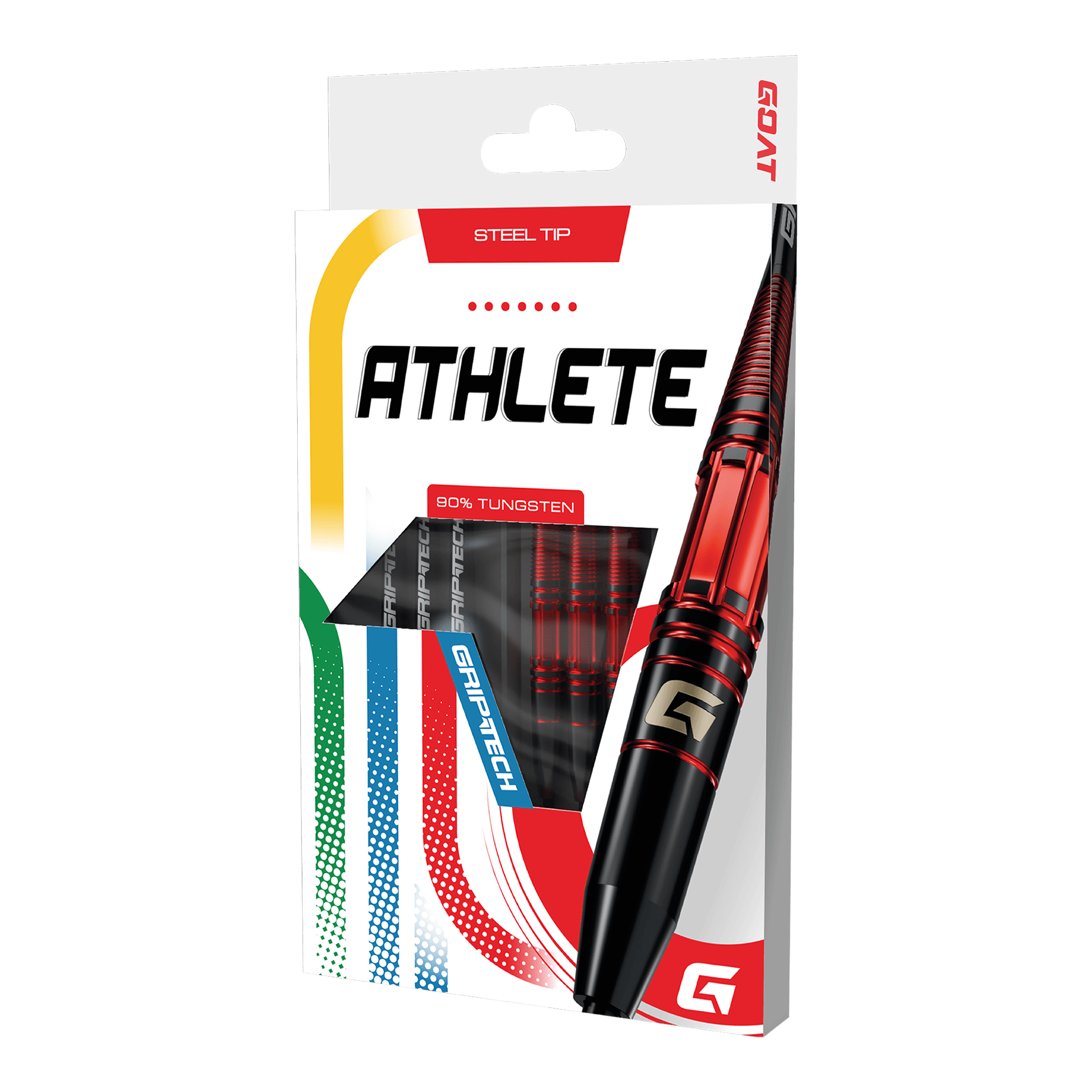 GOAT Athlete Red Tungsten Steeldarts Auf dem Bild sind die GOAT Athlete Red Tungsten Steeldarts zu sehen. Sie zeichnen sich durch ein sportliches Aussehen aus.
