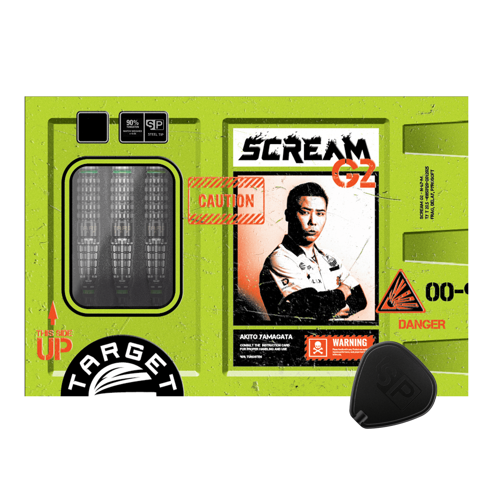 Abgebildet sind die Target Japan Prime Series Akito Yamagata Scream GEN2 Swiss Point Steeldarts - 23g. Sie eignen sich besonders gut für professionelle und ambitionierte Dartspieler.