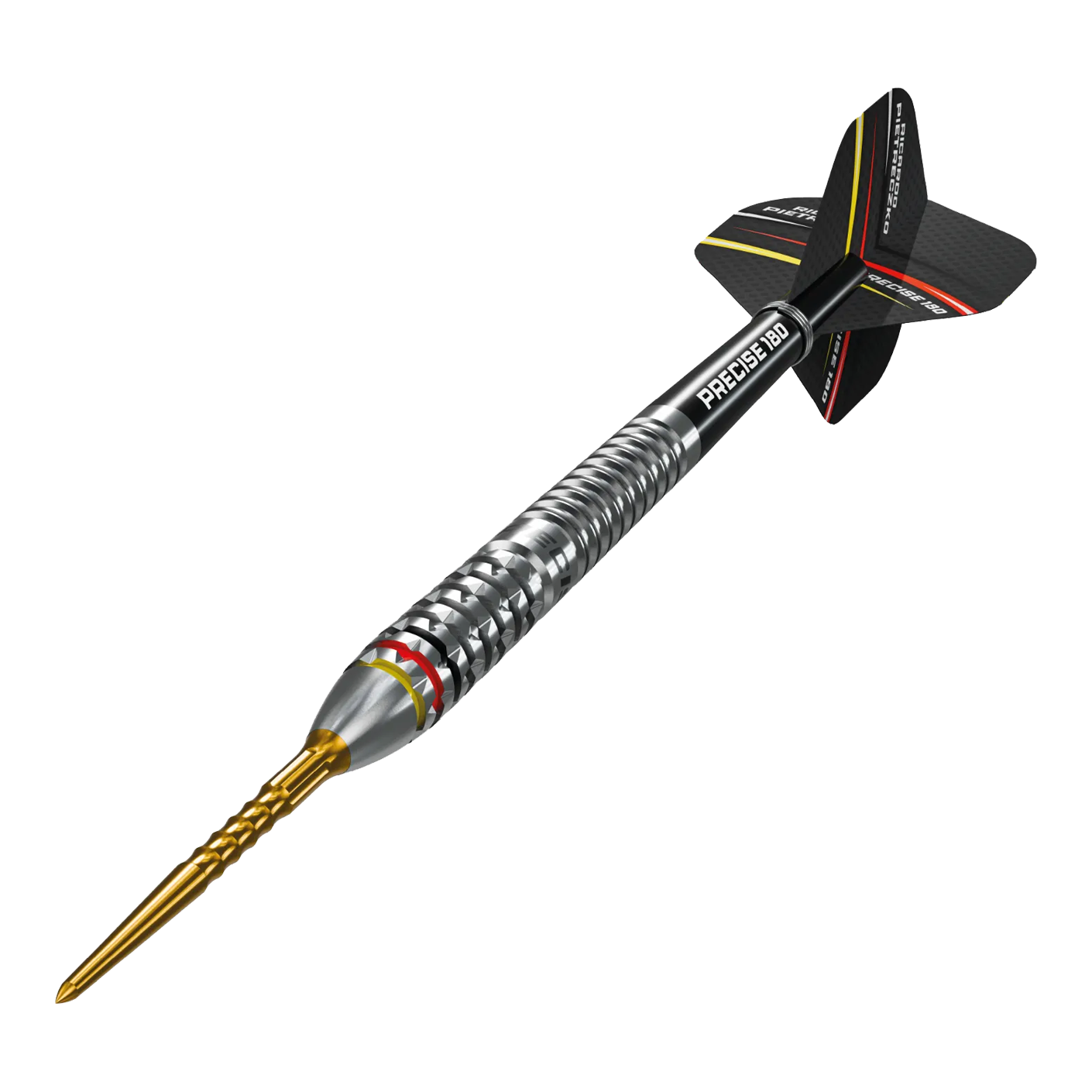 Das Bild zeigt die Precise 180 Ricardo Pietreczko GEN1 Steeldarts. Moderne Steeldarts zur professionellen Verwendung.