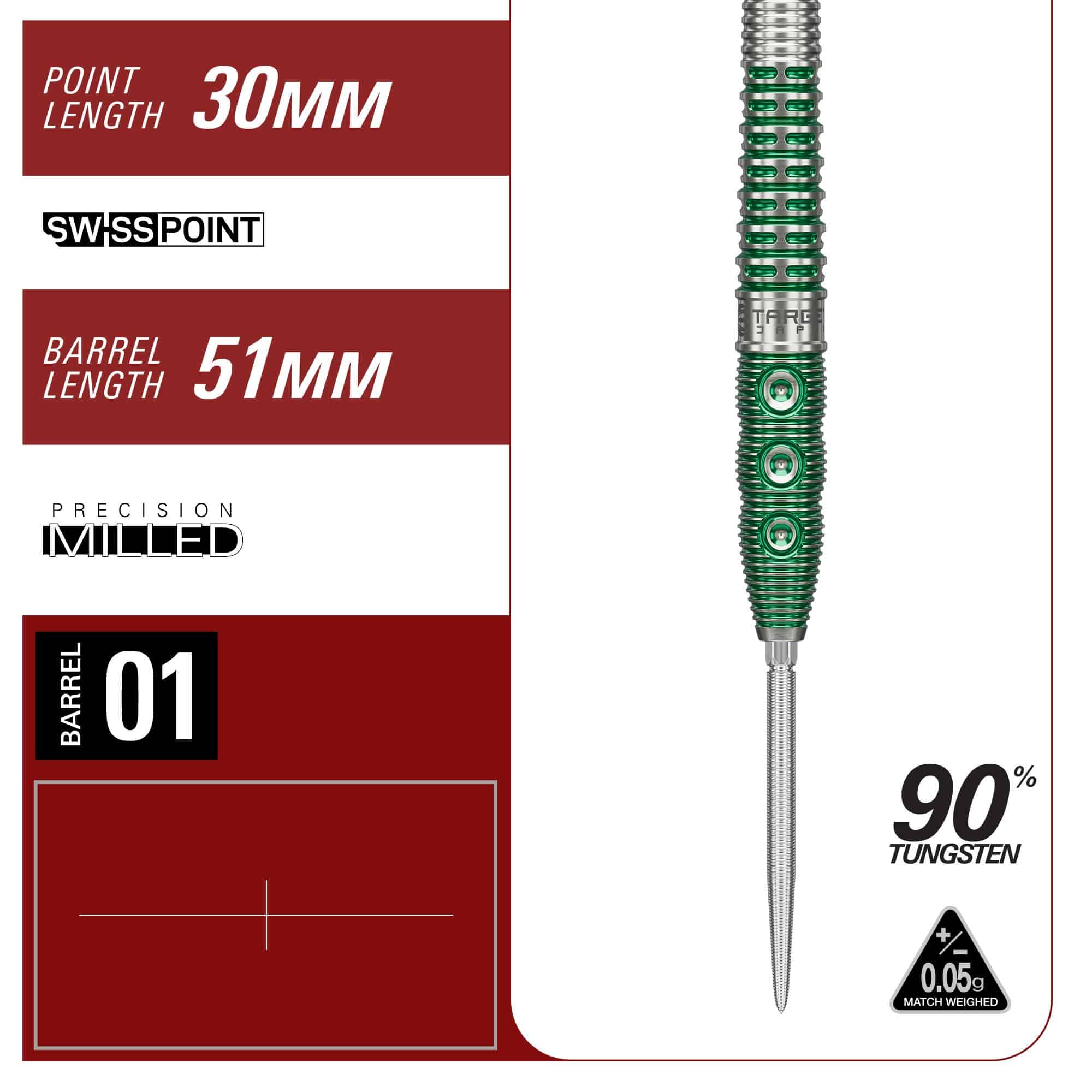 Das Bild zeigt die Target Japan Prime Series Motomu Sakai Xeno GEN1 Swiss Point Steeldarts. Diese Steeldarts sind für ambitionierte Dartspieler konzipiert.